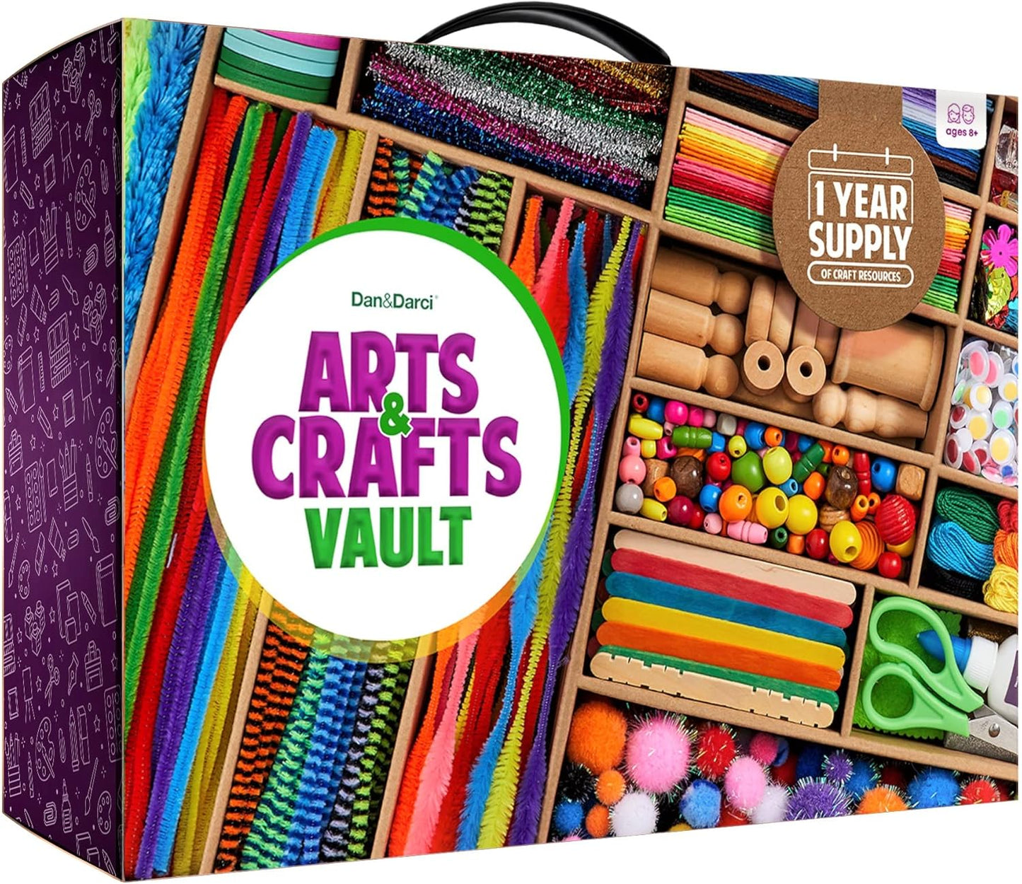 Hot Dan&Darci Arts and Crafts Vault - Craft Supplies Kit in a Box - Birthday Gift for Kids Ages 4 5 6 7 8 9 10 11 & 12 Year Old Girls & Boys - Crafting Set Kits - Gift Ideas for Kid Art Activity Gifts