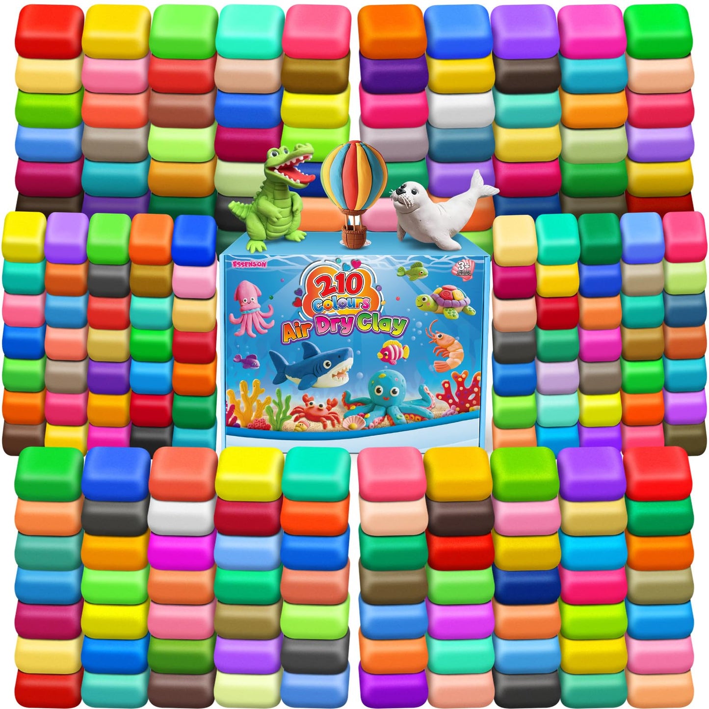 HotESSENSON Air Dry Clay 150 Colors, Modeling Clay for Kids | DIY Molding Magic Clay, Includes Tools, Toys Gifts for Age 3 4 5 6 7 8+ Years Old Boys Girls