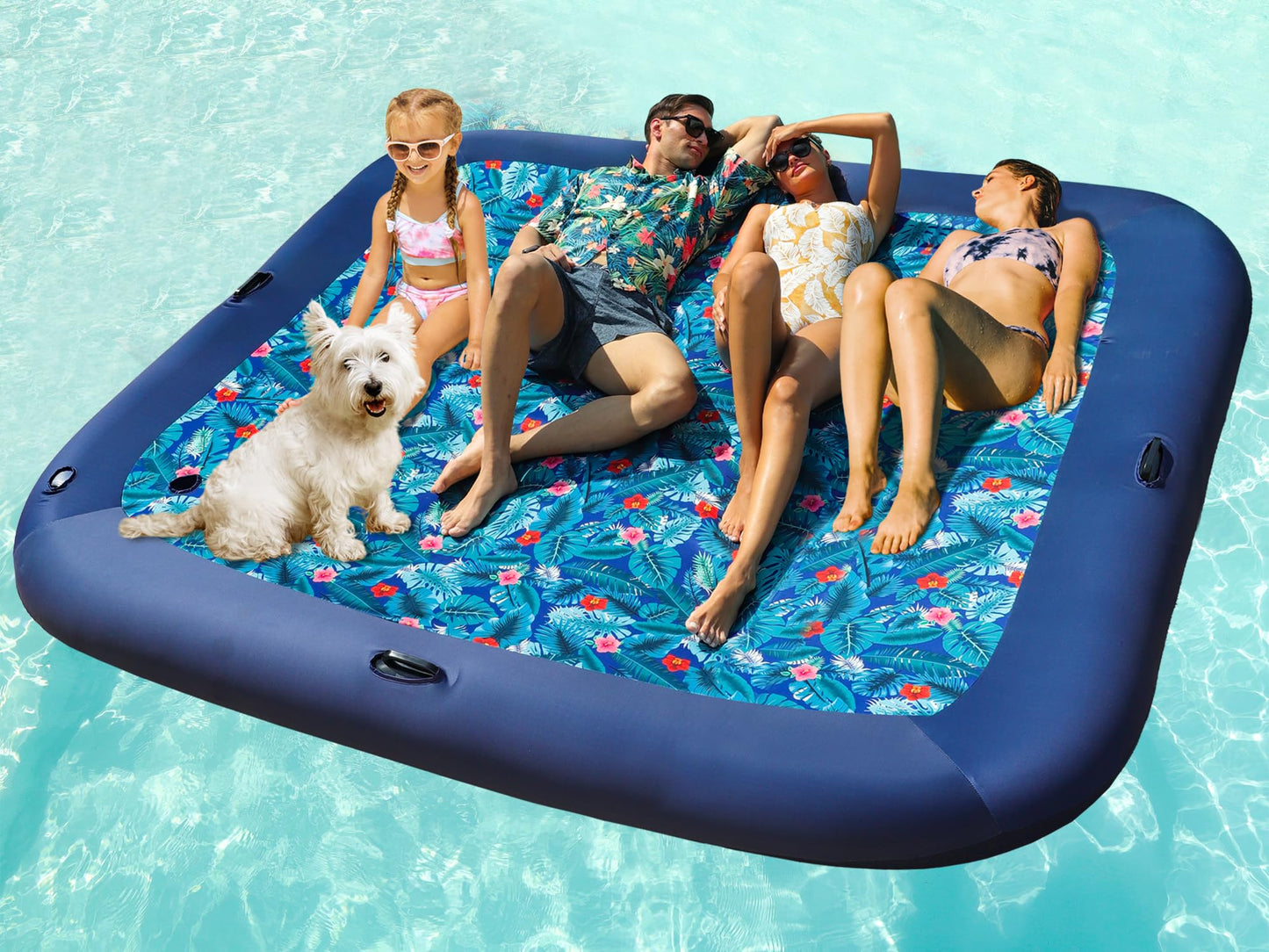 HotFindUWill Oversized Pool Float Lounger for Adults - 72" Extra Large Heavy Duty Pool Floats, Soft Fabric Covered Pool Rafts for Backyard, Lake & Beach