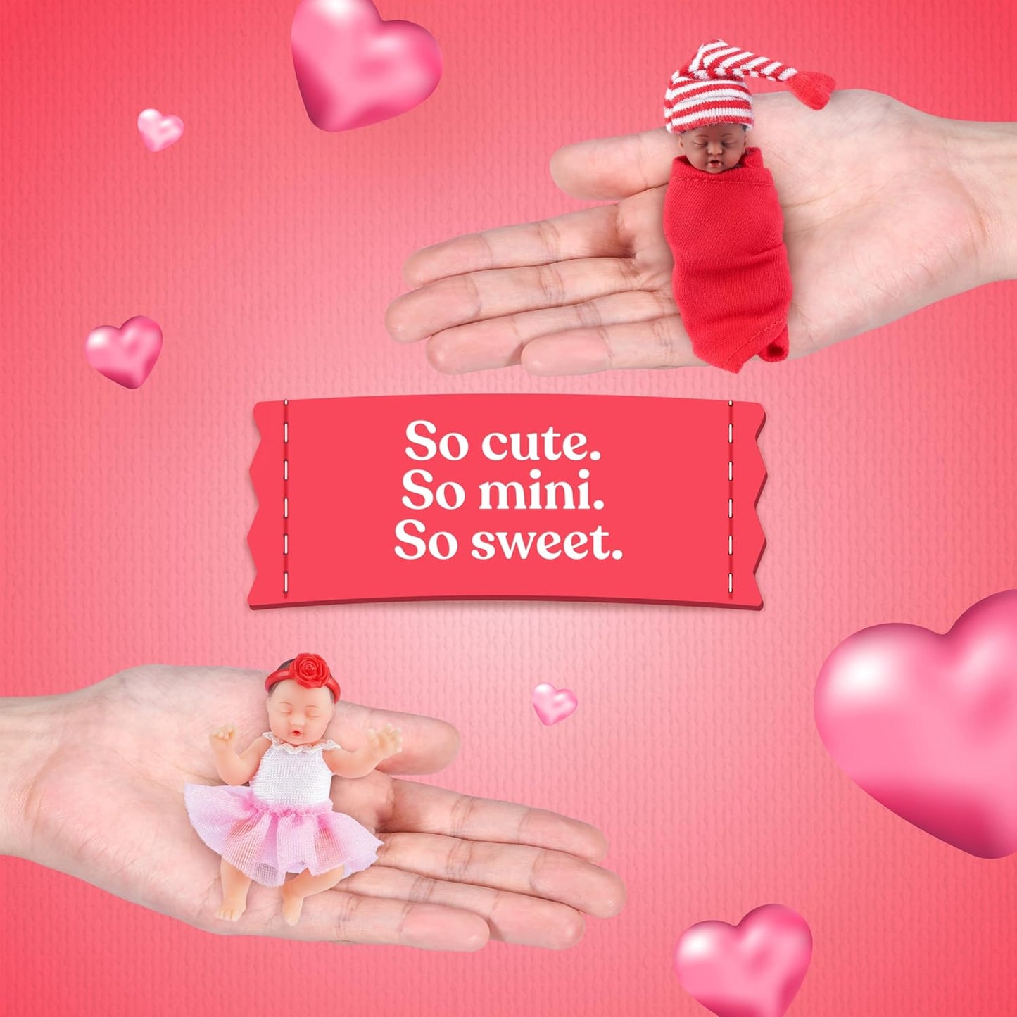 HotMY MINI Baby Sweet Hearts 2 Pack by ZURU – Collectible Mystery Capsule Baby Doll with Accessories & Playset, Realistic Miniature Toy for Girls Ages 3+
