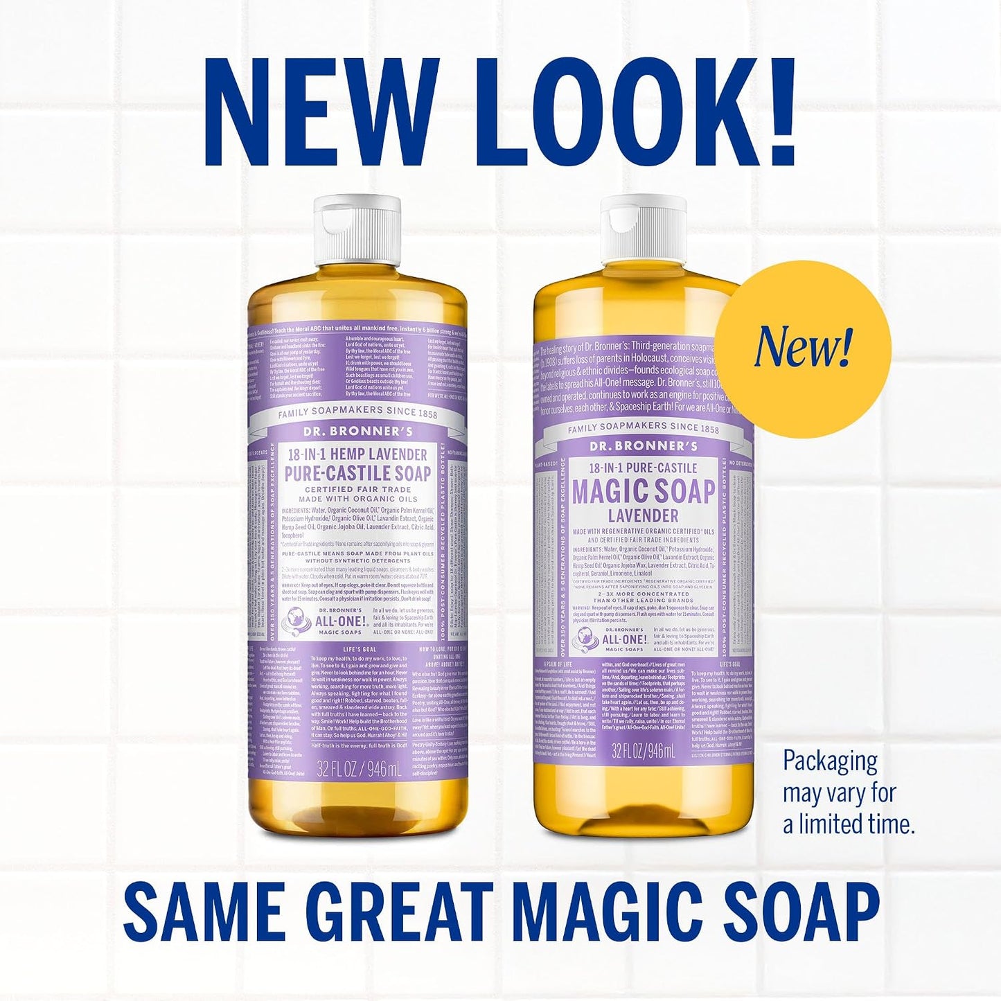 HotDr. Bronner's Pure-Castile Liquid Soap, Made with Organic Oils, 18-in-1 Uses: Face, Body, Hair, Laundry, Pets and Dishes, Concentrated, Vegan, Non-GMO, Lavender, 32 Oz