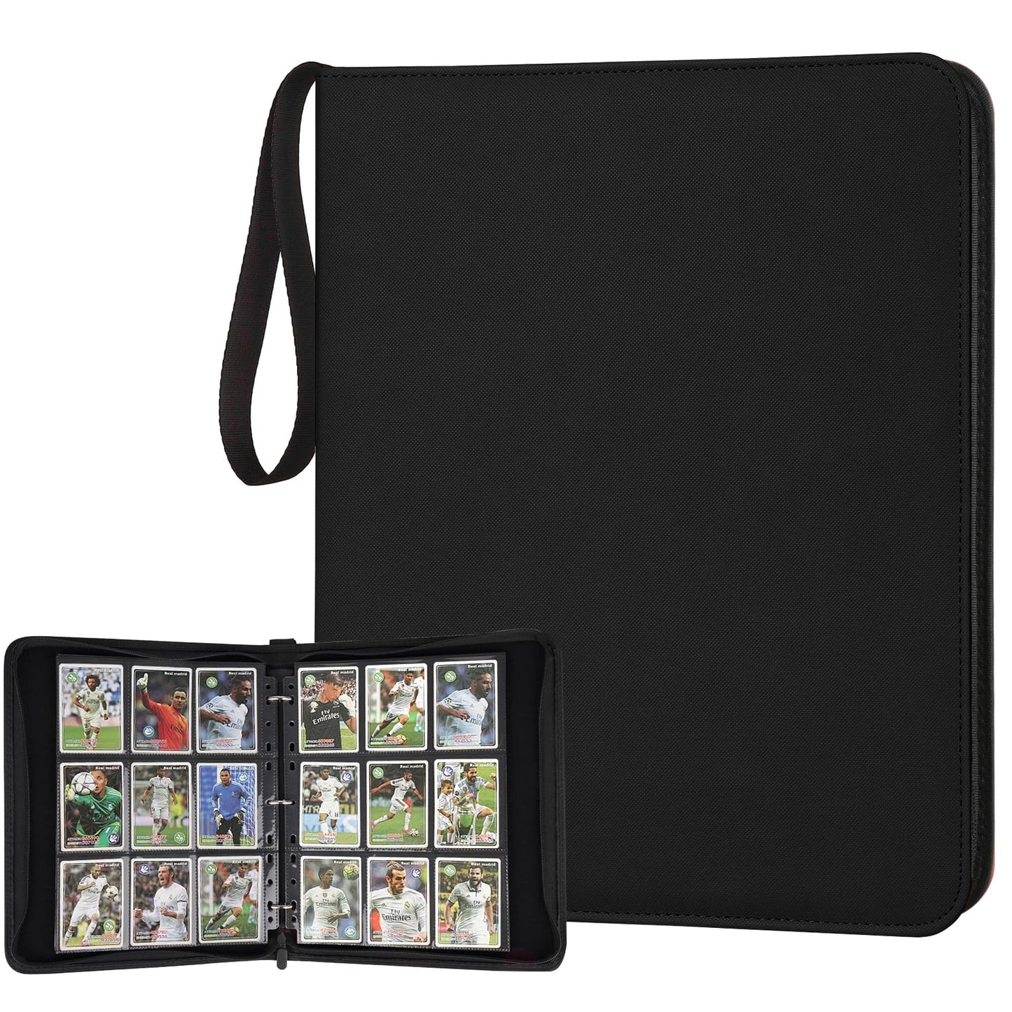 HotGERMUN 9 Pocket Trading Card Binder,720 Cards,40 Top-Loading Pages, Double Sided Pockets PU Cover Zipper Collection Album Folder for Standard MTG, TCG, Sports Cards(Black)