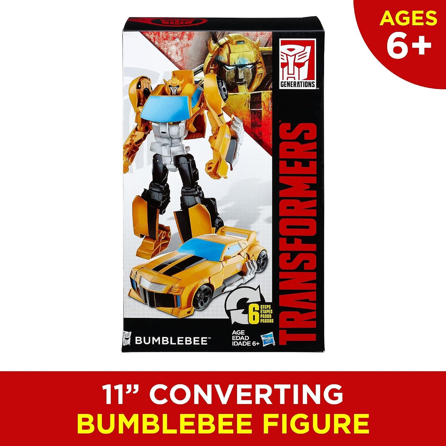 Hot Transformers Toys Heroic Bumblebee Action Figure - Timeless Large-Scale Figure, Changes into Yellow Toy Car, 11" (Amazon Exclusive)
