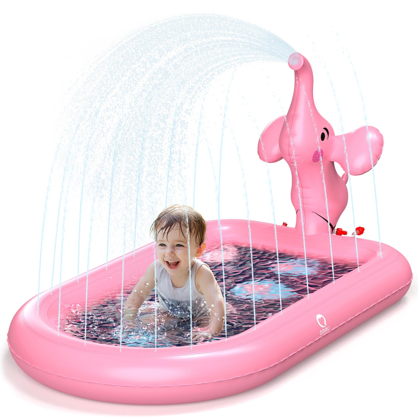 HotQPAU Splash Pads for Toddlers 1-3, Pink Elephant Toy Splash Pad for Kids, Outdoor Play Mat for Babies, Inflatable Sprinkler Pool for Birthday Girl Gifts 1 Year Old Girl
