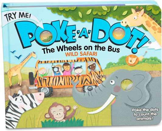 HotMelissa & Doug Poke-a-Dot! The Wheels on the Bus Wild Safari, Interactive Children's Board Book with Buttons to Pop, Educational Sensory Toy for Toddlers & Preschoolers Ages 3+ - FSC Certified