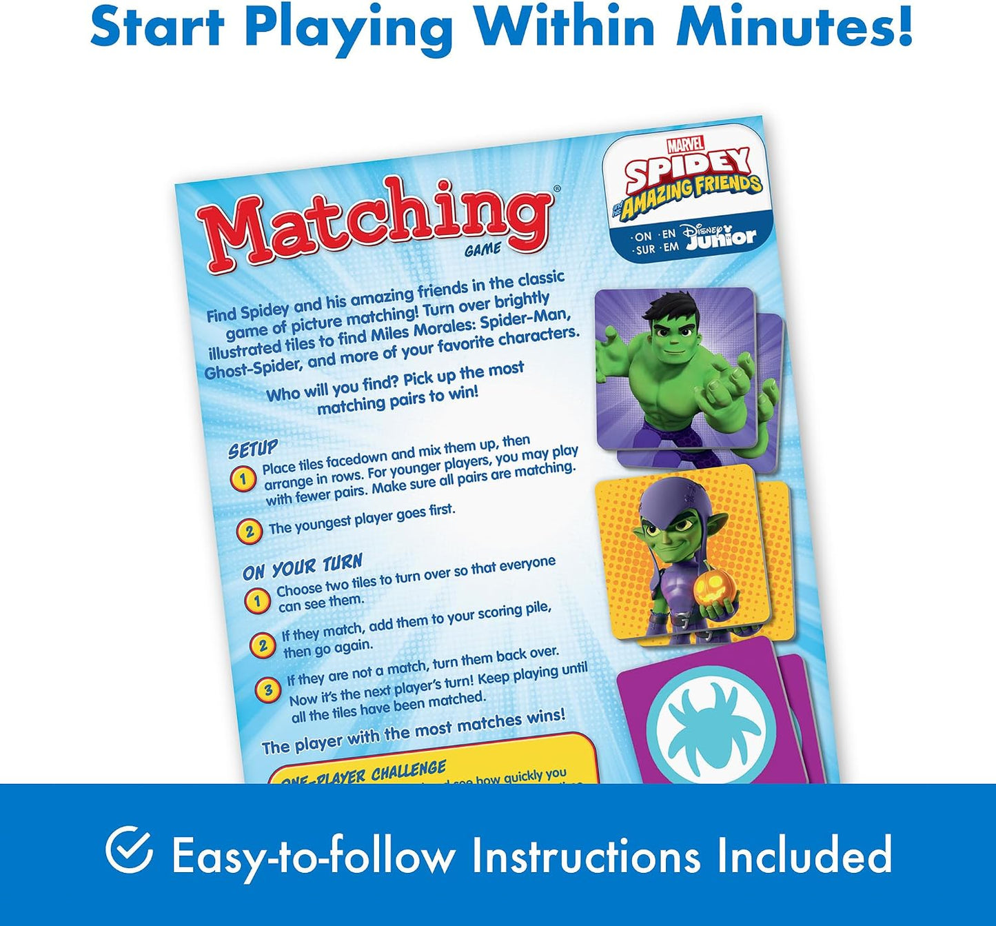 HotWonder Forge Marvel Spidey and His Amazing Friends Matching Game - Educational Memory Game for Kids Ages 3+ - Fun for Toddler Boys and Girls Featuring Spiderman and Friends