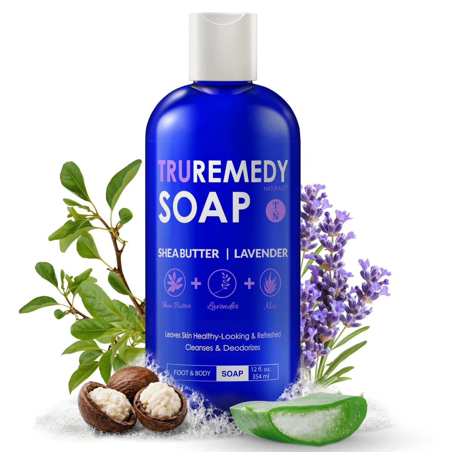 HotTruremedy Naturals 12 oz Tea Tree Oil Body Wash - Invigorating Tea Tree Soap with Peppermint, Aloe, Eucalyptus, Coconut and Olive Oil - Refreshing Body Wash for Men and Women - Shower Gel Cleanser