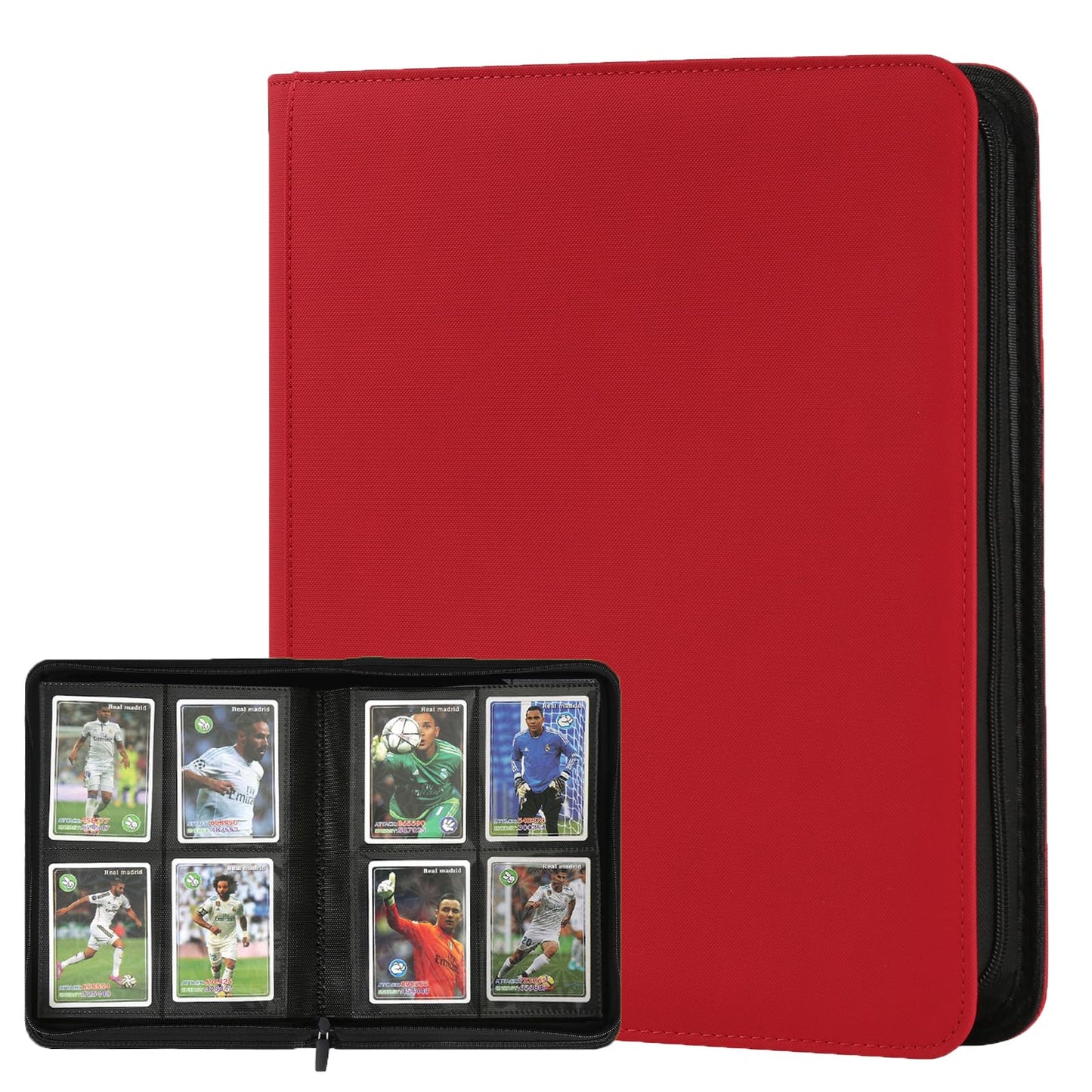 HotGERMUN 9 Pocket Trading Card Binder,720 Cards,40 Top-Loading Pages, Double Sided Pockets PU Cover Zipper Collection Album Folder for Standard MTG, TCG, Sports Cards(Black)