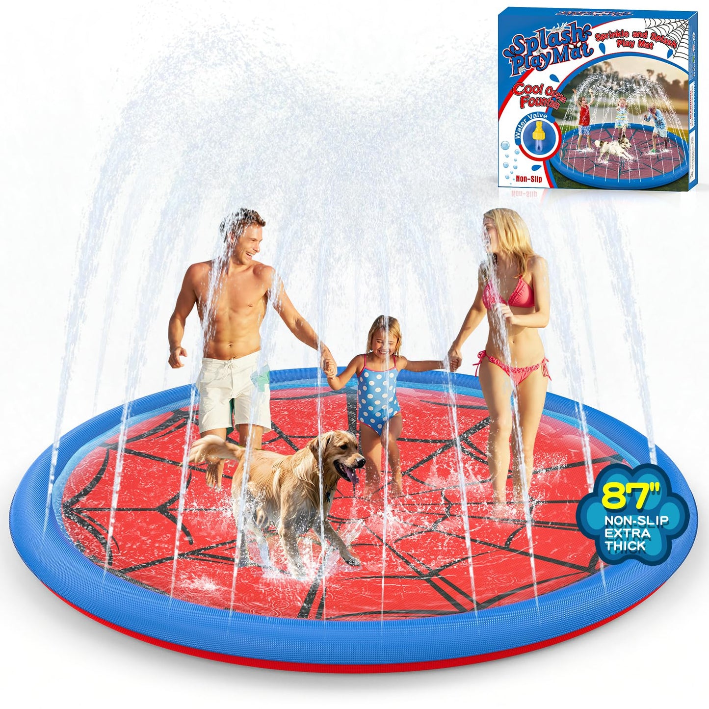 Hot Non Slip Splash Pad for Kids and Dogs 67'' Extra Large Splash Pad | Outdoor Sprinkler for Kids, Dog Water Summer Toys Outdoor Toys for Toddlers 3-5 Ages 4-12
