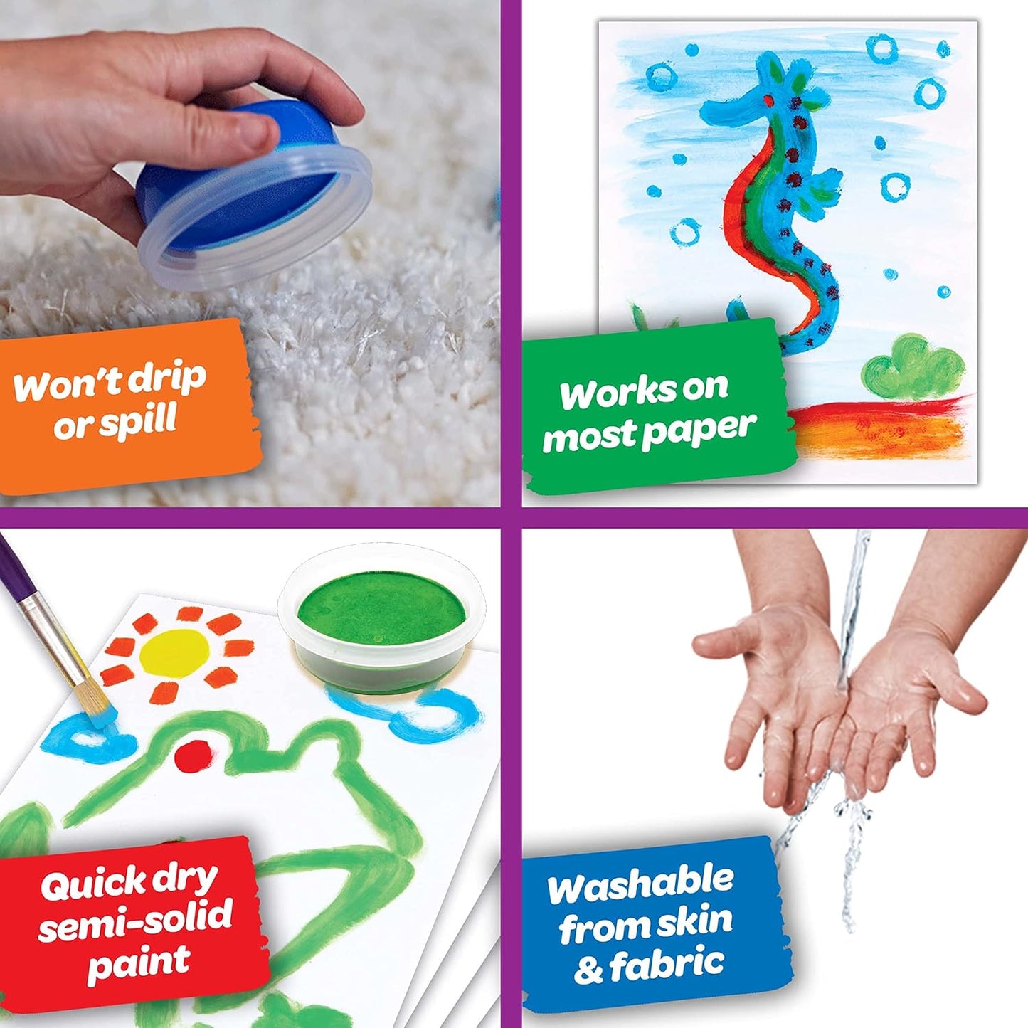 Hot Crayola Spill Proof Paint Set Washable Paint for Kids, Teacher School Supplies & Essentials, Includes Brush & Paper, Arts & Crafts, Toddler Gift, Ages 3+