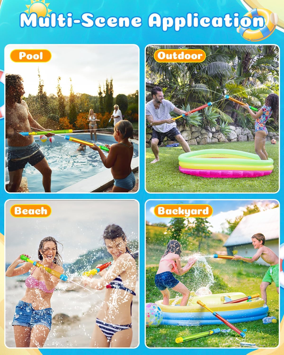Hot Water Gun Squirt Toys for Kids Adults: Shoot Up to 40 Feet - Outdoor Super Blaster Water Guns for Kids Age 3-4-5-8-12 Bulk - Fun Water Squirter Toy for Swimming Pool Beach Summer Outside Party Games