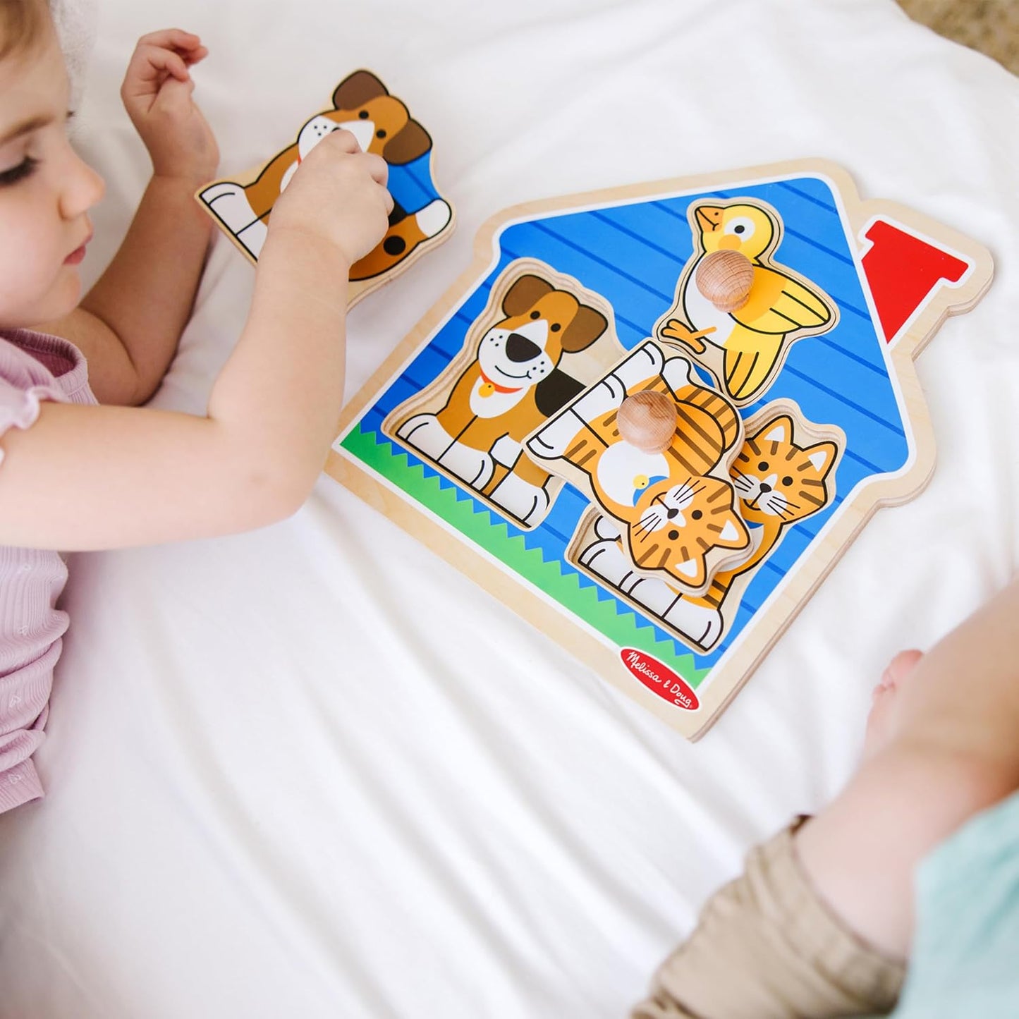 Hot Melissa & Doug Pet Animals Jumbo Knob Puzzle, Wooden Peg Puzzle for Toddlers, Educational Toy for Shape Recognition and Fine Motor Skills, Ages 1+