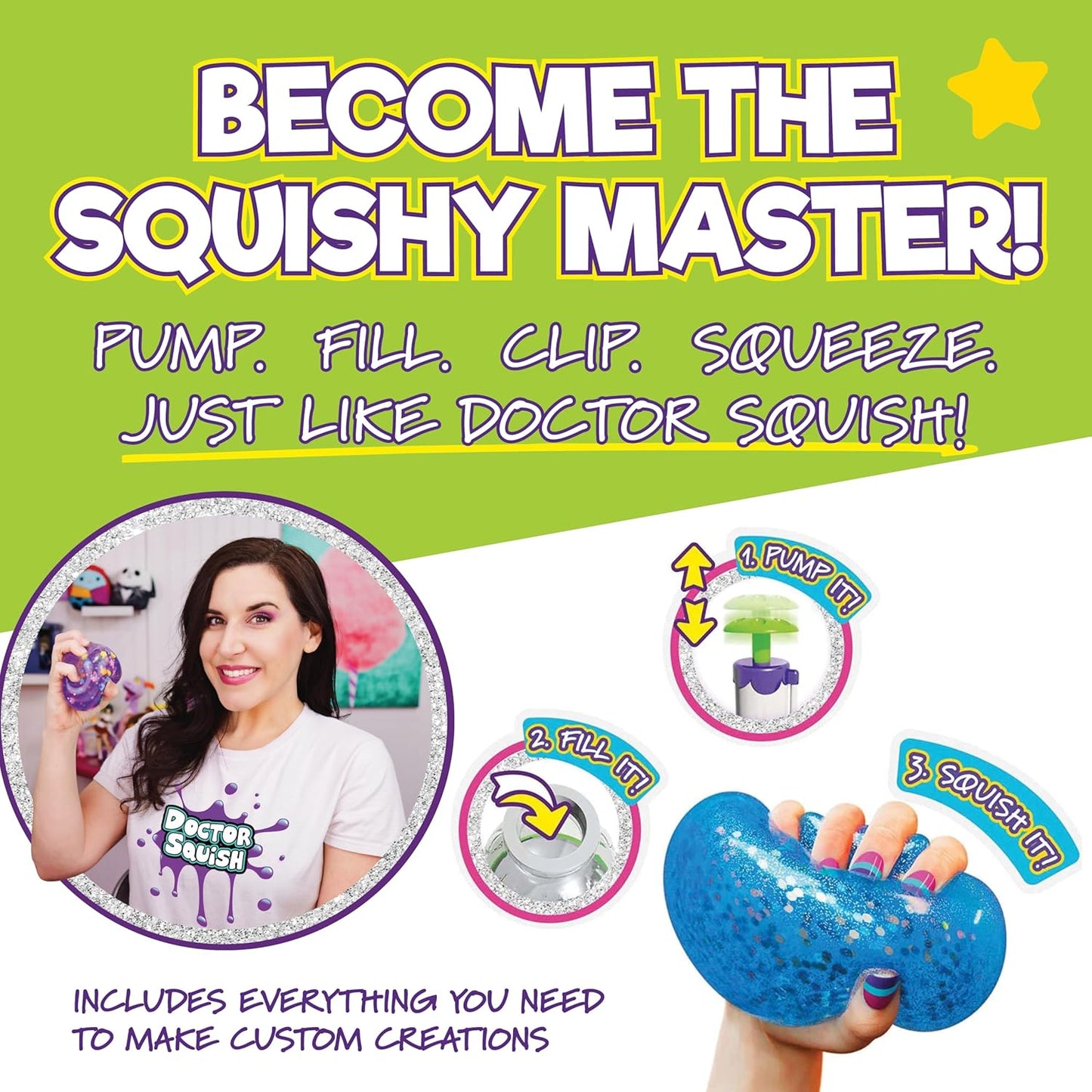 Hot Doctor Squish Squishy Maker Station | DIY Make Your Squishies Kit | All Inclusive with Sparkles & Slime Powder | Ages 8 & Up
