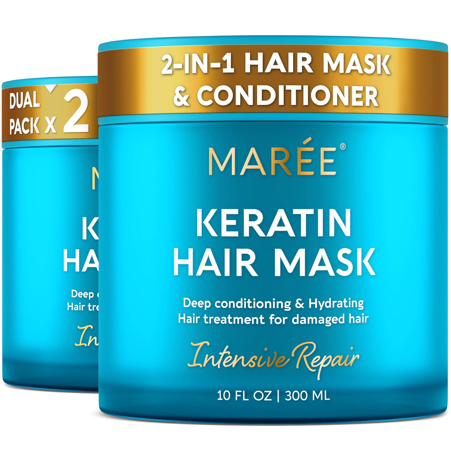 HotMAREE Deep Conditioning Hair Mask for Damaged Hair Treatment – Keratin Hair Care for Hydrating Growth Repair Moisturizing – Dry Curly Color Refreshing – 10 Fl Oz, White