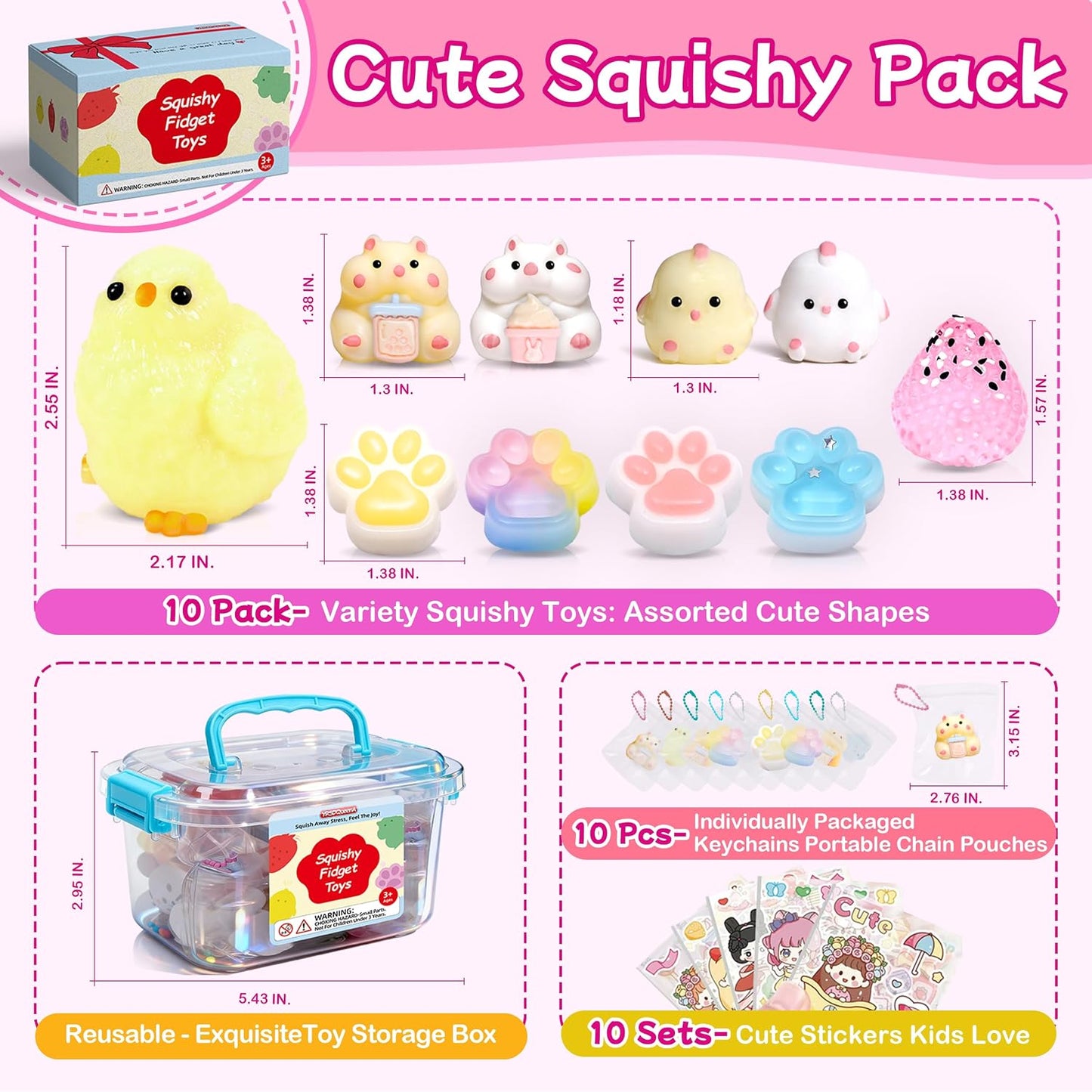 Hot10 Pack Taba Squishy Toys kit with Toy Box-Squeeze Toys Kawaii taba Squishies Stress Relief Toys Party Favors for Kids 4-8 8-12, Squishy Fidget Toys for Kids , Birthday Gifts Toys for Girls 8-10
