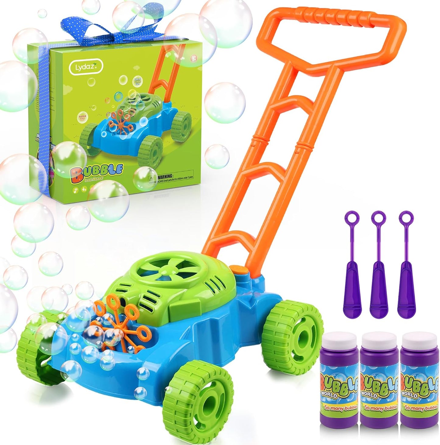 HotLydaz Bubble Lawn Mower for Toddlers 1-3, Kids Bubble Machine for 1-Year-Old Boys Toy Gifts, Gardening Easter Basket Stuffers Birthday Toys, Push Summer Outdoor Toys for Preschool Baby Boys Age 1 2 3