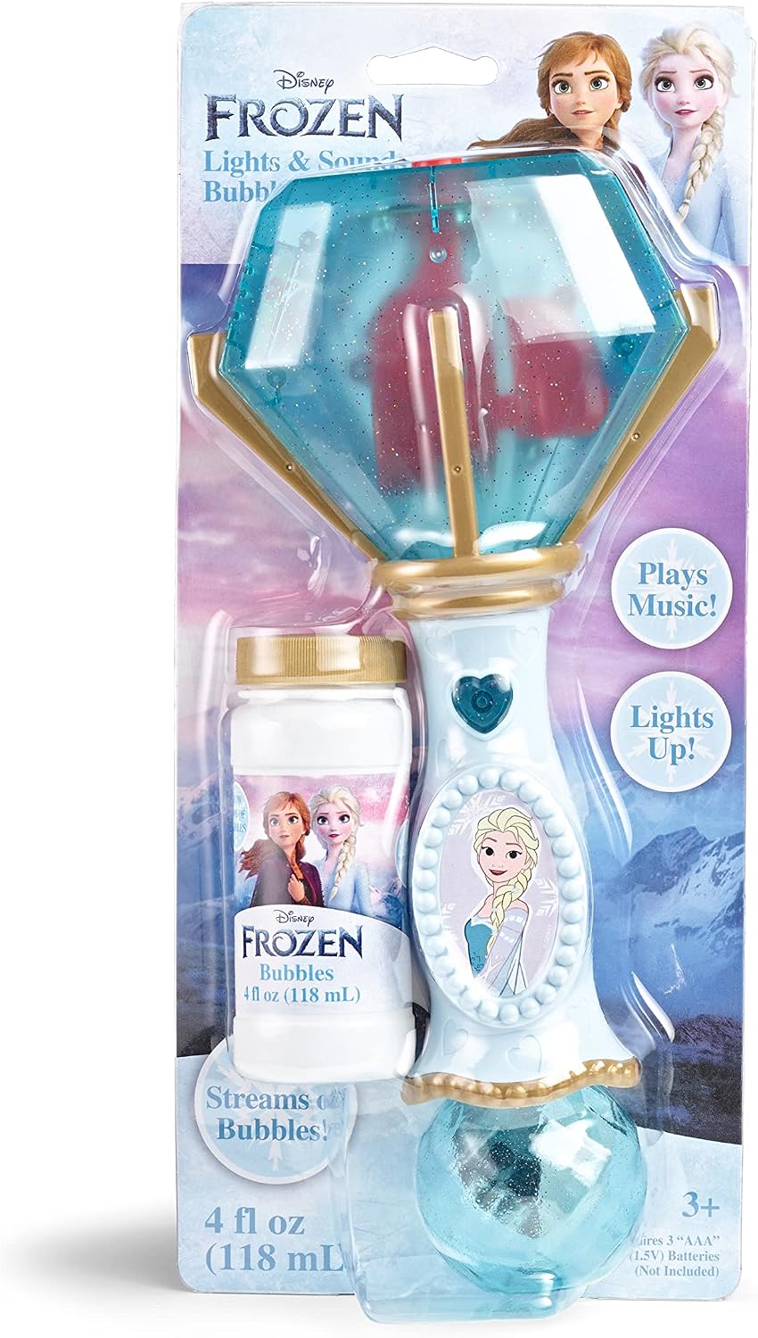 Hot Little Kids Disney Frozen Elsa Light and Sound Musical Bubble Wand, Includes Bubble Solution (20513)