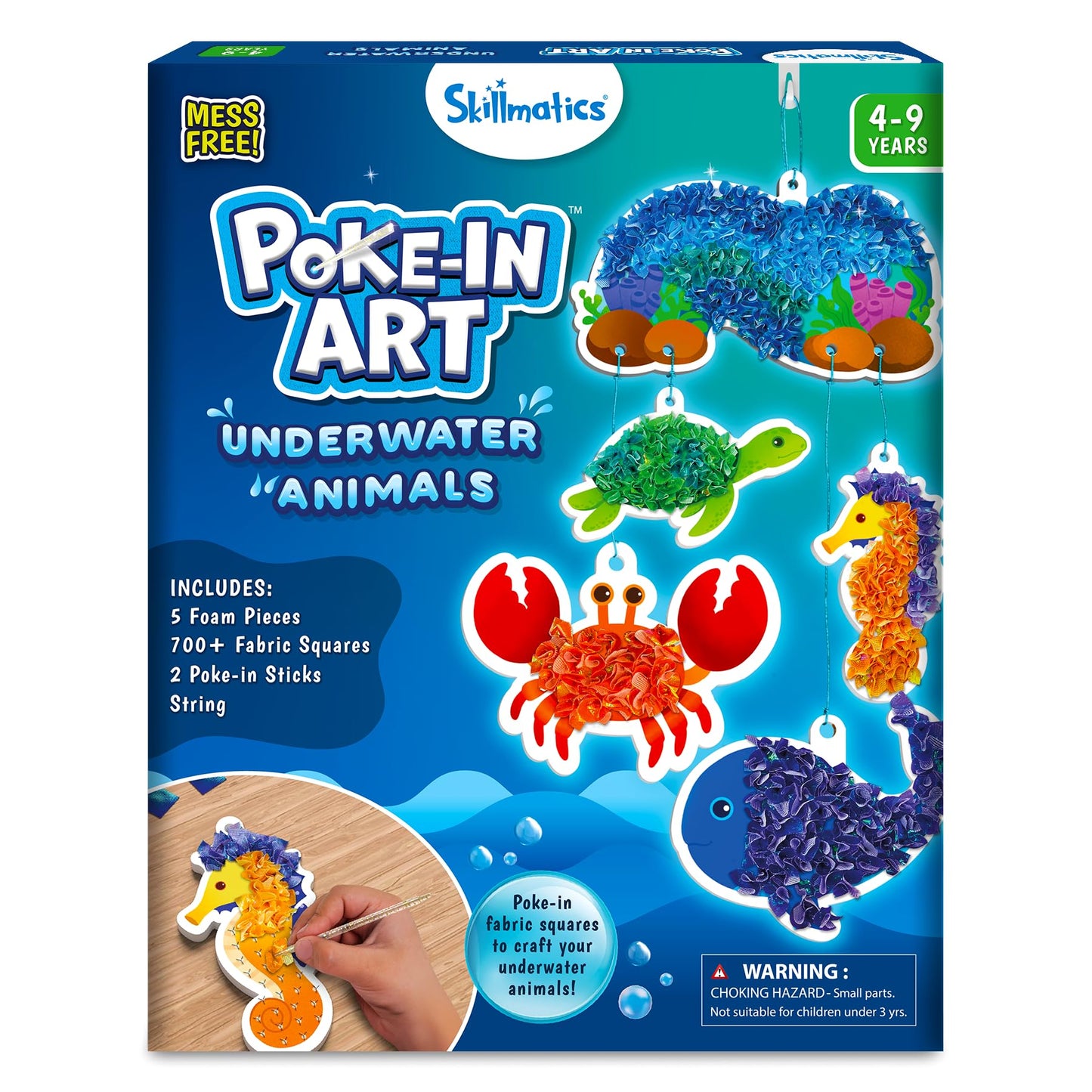 HotSkillmatics Poke-in Art – Disney Princesses, Mess-Free DIY Wood Craft Kit | Screen-Free Entertainment, Fun Colorful Creative Activity for Kids, Cinderella, Ariel, Gifts for Girls Ages 4, 5, 6, 7, 8, 9