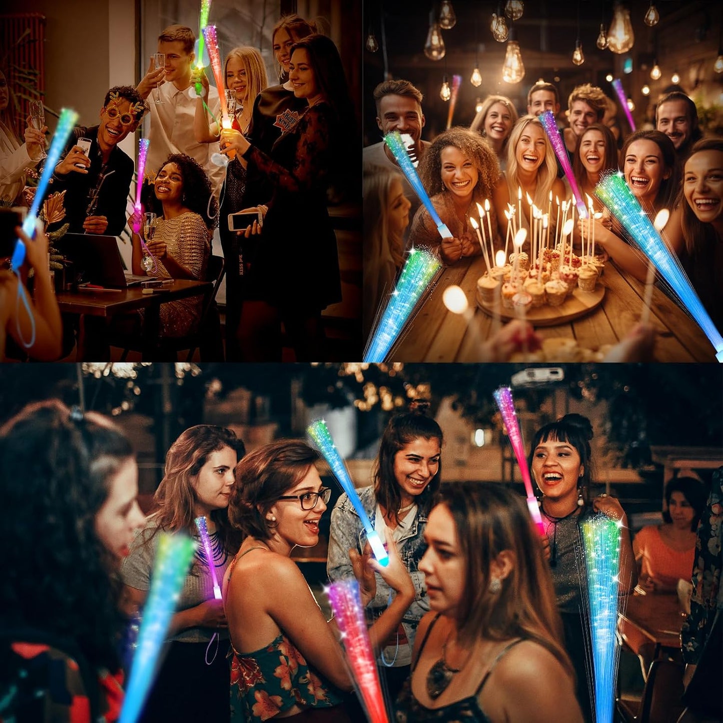 Hot SHQDD 28 PCS Glow Fiber Wands Sticks, LED Light Wands, Glow in The Dark Party Supplies, Fiber Optic Wands, LED Flashing Sticks, Fiber Optic Light Wand Stick for July 4th Party, Wedding, Halloween