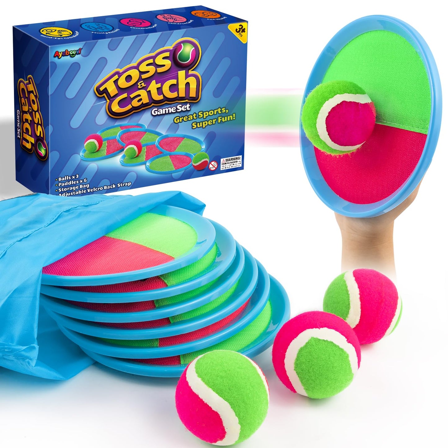 HotAyeboovi Toss and Catch Ball Game Outdoor Toys for Kids Yard Games Beach Toys Outside Games for 3 4 5 6 7 8 9 10 Year Old Boys Girls (Upgraded)