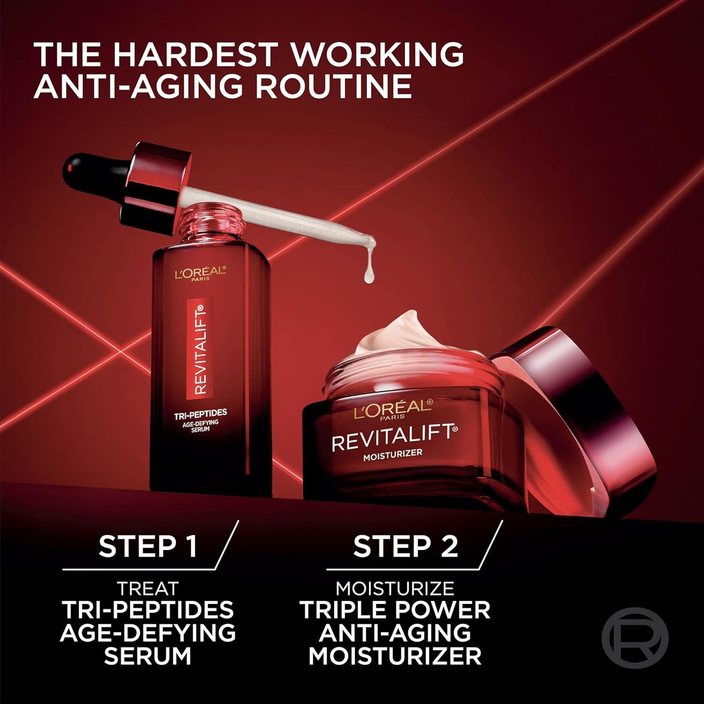 HotL'Oreal Paris Revitalift Triple Power Face Serum with Tri-Peptides, Hyaluronic Acid and Vitamin C, Anti Aging, Anti Wrinkle Serum to Firm and Brighten, 1 FL oz, + Sample