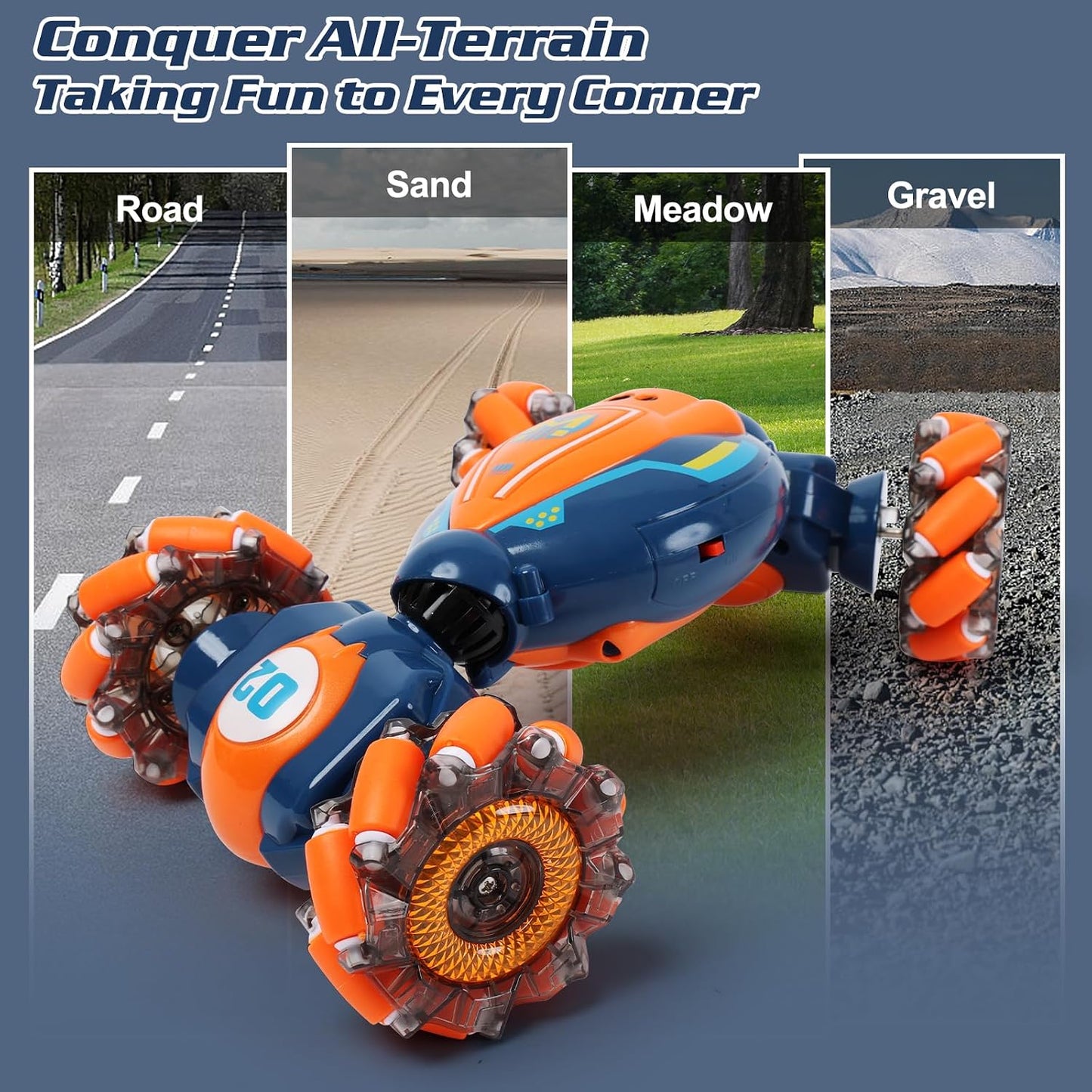 HotGesture Sensing RC Stunt Car - Boys Girls Toys Age 6-8-12, 4WD Hand Controlled Remote Control Twist Car with Light & Music,Cool Birthday presents and Ideas Gifts for Kids Age 6 7 8 9 10 11 12 YearsOld