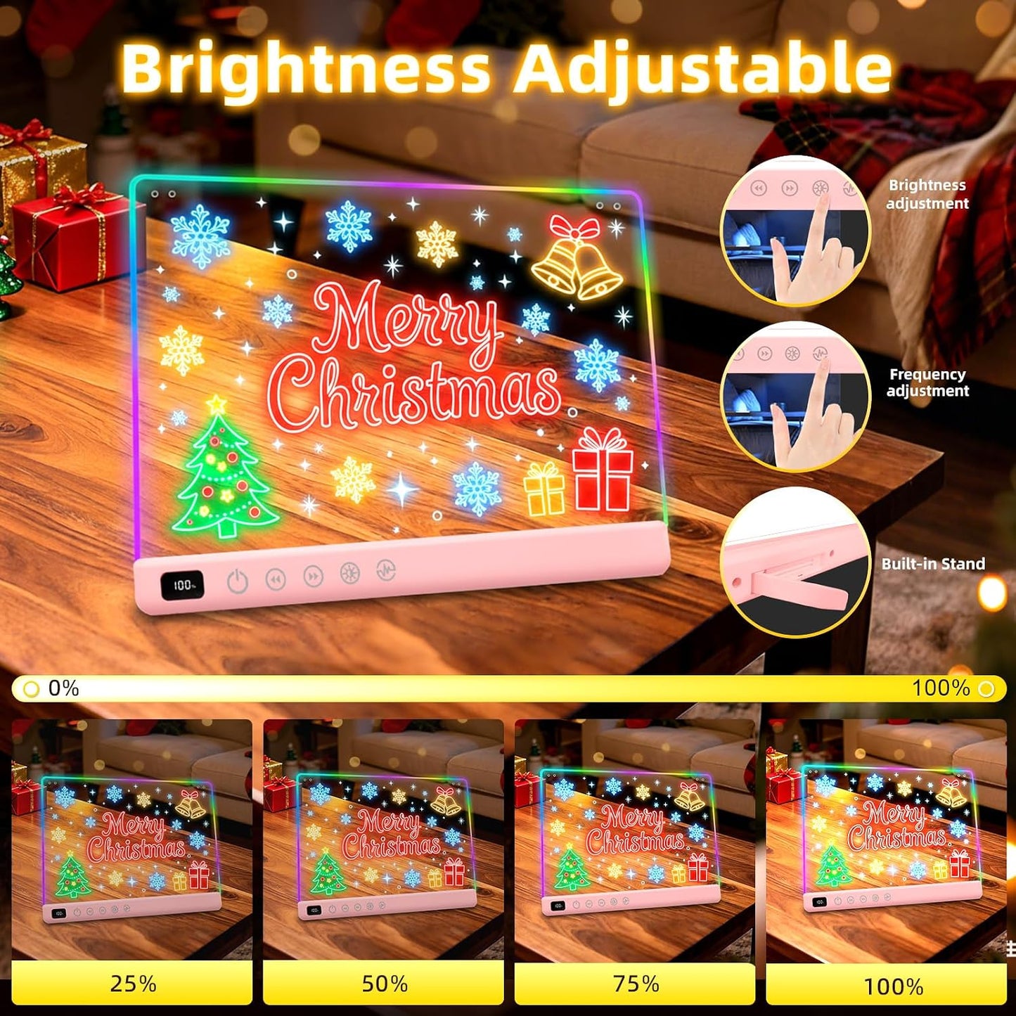 Hot Led Drawing Board with 13 Light Effects, 16" Rechargeable Glow Doodle LED Note Board with Colors, Neon Light Up Drawing Tablet Gifts for Kids for Easter Birthday Christmas Gift Ideas