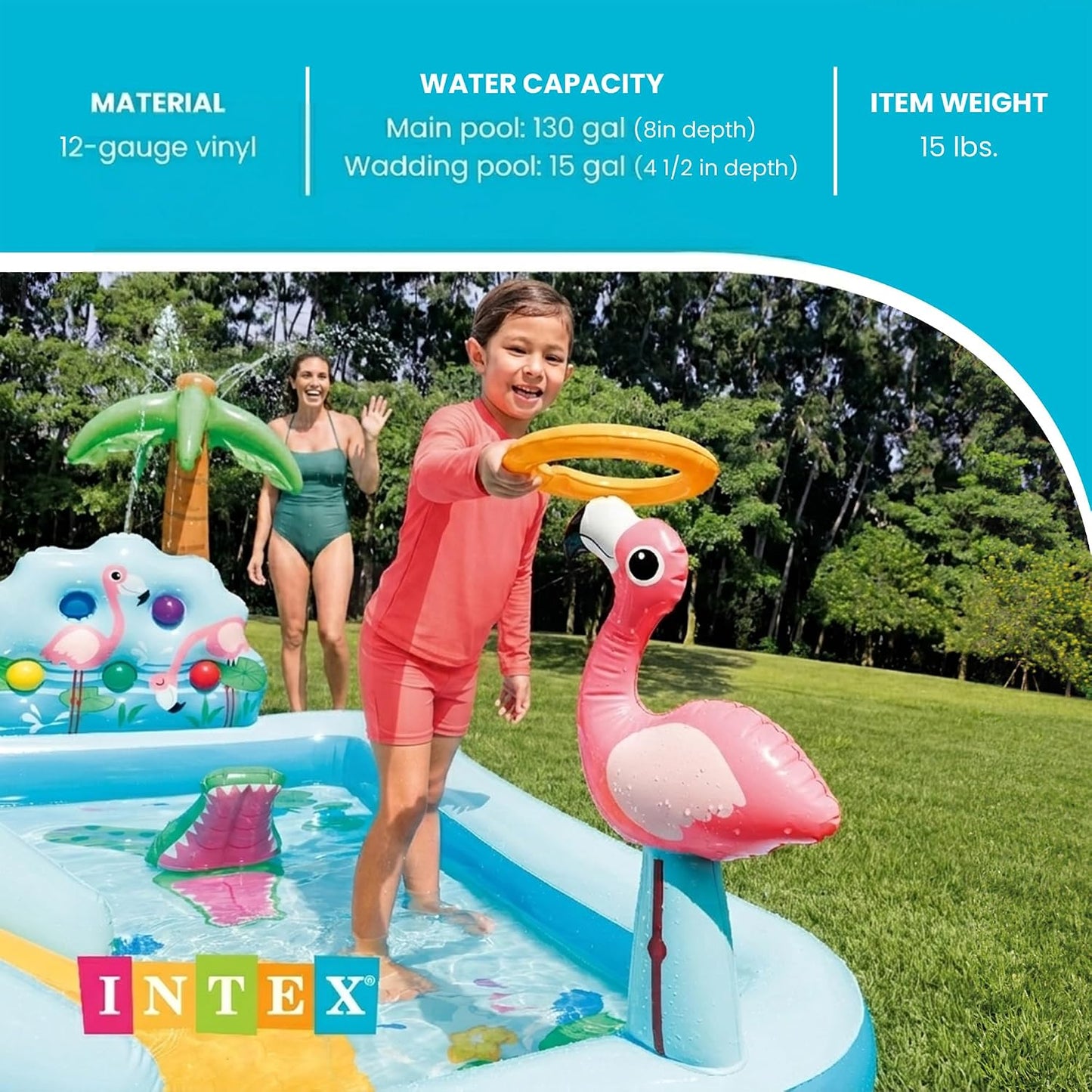 Hot Intex 96" x 78" x 28" Inflatable Jungle Adventure Play Center Spray Kiddie Pool - Backyard Kids Water Slide, Outdoor Blow-Up Splash Pad for Toddlers