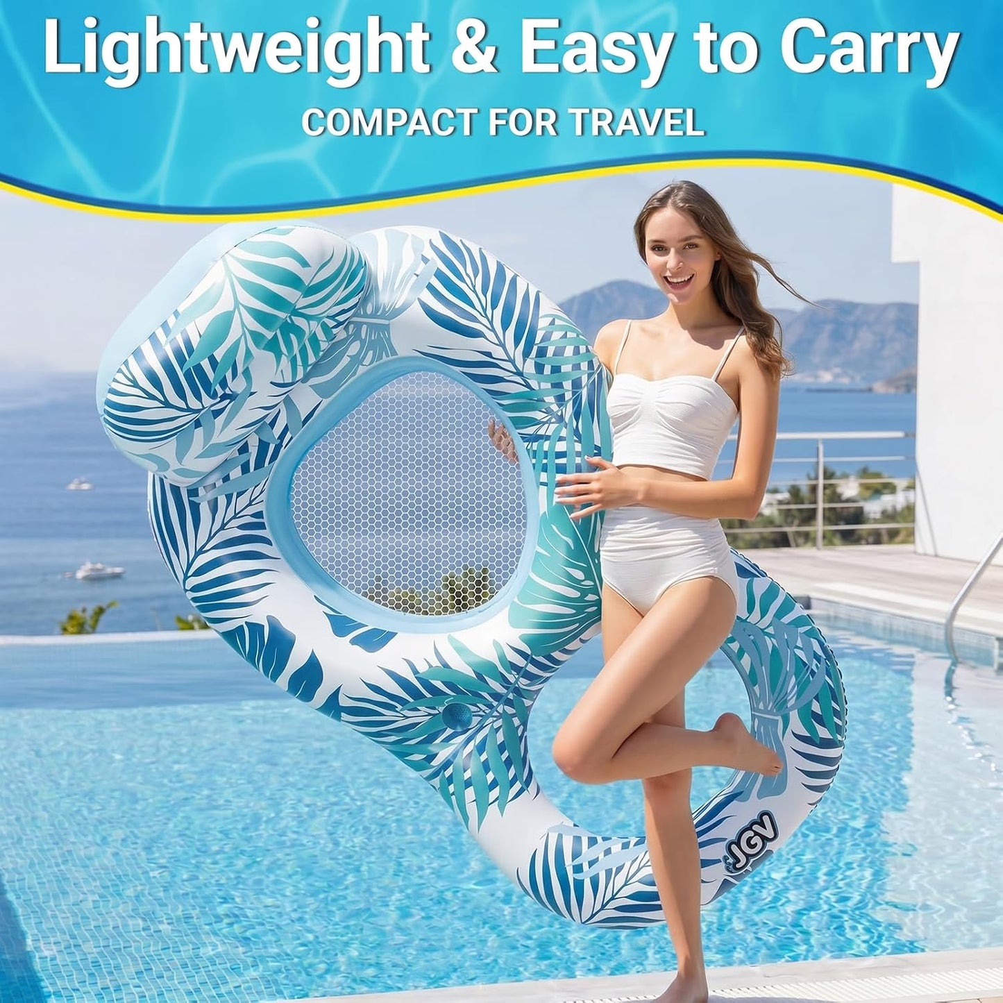 Hot Pool Floats for Adults,Inflatable Chair Lounger Floaties with Drink Holder,Travel Pool Beach Lake Swim Inflatables Water Floating Rafts