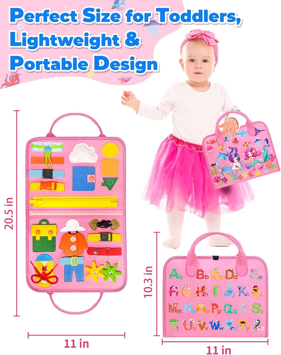 HotGojmzo Busy Board Montessori Toys for Toddler Girl Birthday Gifts, Busy Book Sensory Toys for Toddlers, Learning Educational Toddler Travel Activities
