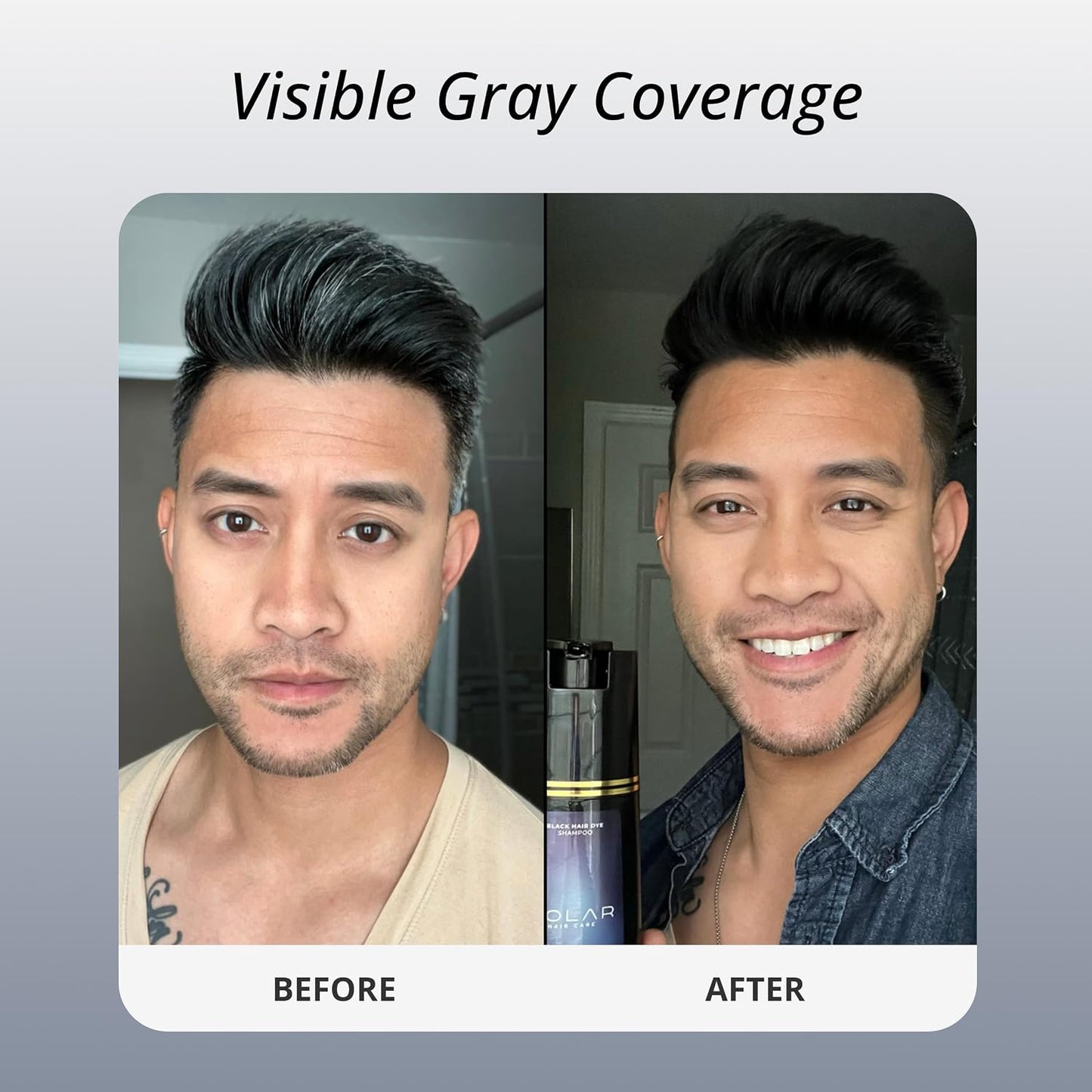 HotPolar Hair Dye Shampoo | Jet Black Hair Dye Color Shampoo for Gray Coverage | Hair color shampoo for gray hair coverage; jet black shampoo hair dye, vegan, ammonia-free, easy 10-minute use, 6.76 fl oz