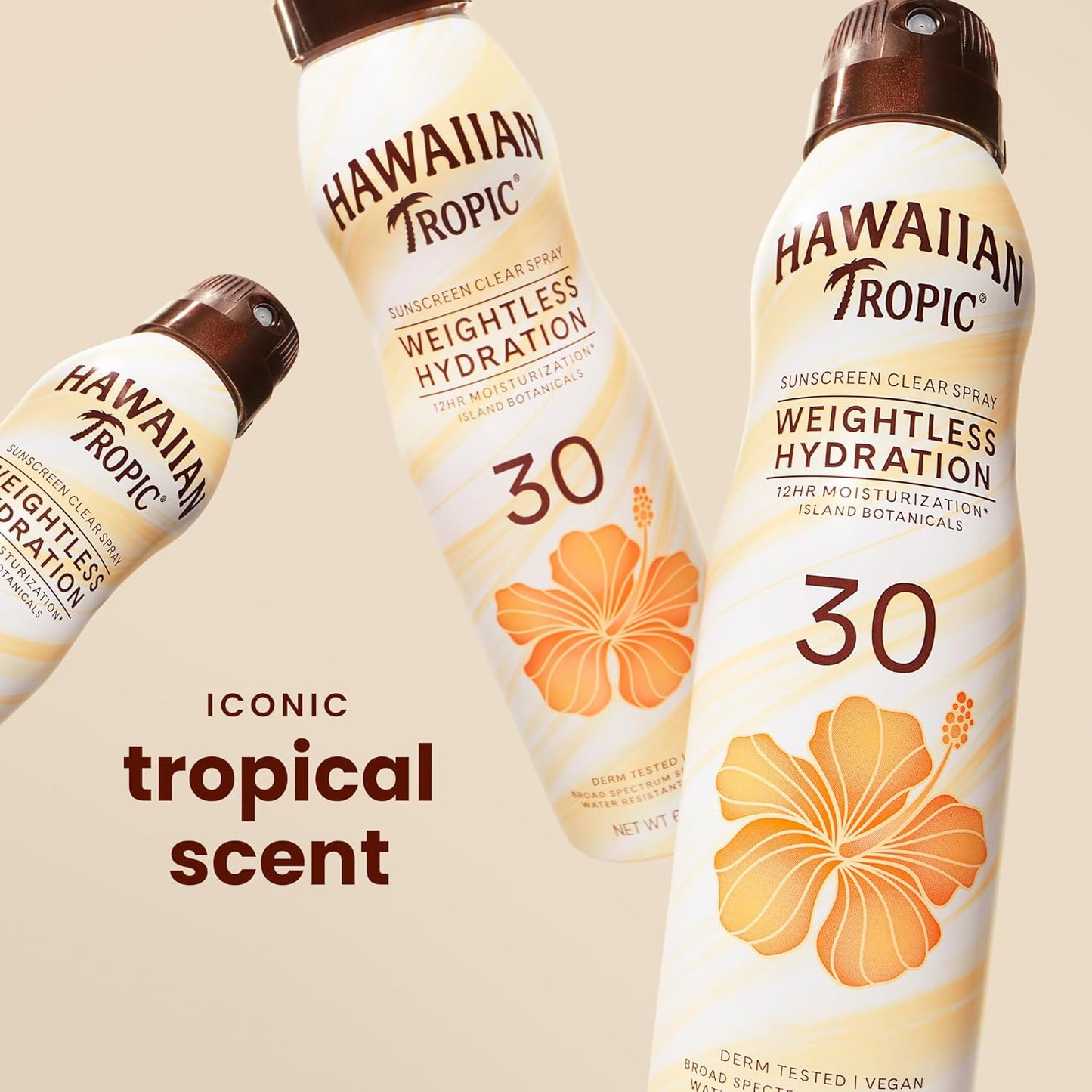 HotHawaiian Tropic Weightless Hydration Clear Spray Sunscreen SPF 30, 6 oz | SPF 30 Sunscreen Spray, Sunblock, Oxybenzone Free, 6 oz each Twin Pack