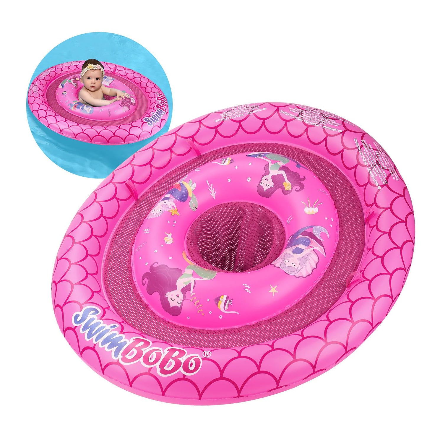 HotInflatable Baby Swimming Float with Safety Seat Fun Swimming Pool Toys for Age 6-36 Months Toddler