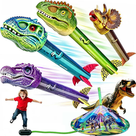 Hot Gizzjoy Dinosaur Toy Rocket Launcher for Kids - Launch Up to 100 Ft, 4 Rockets, Outdoor Outside Toys for Kids, Dinosaur Toys, Birthday Gifts for 3 4 5 6 7 8-12 Year Old Boys Girls