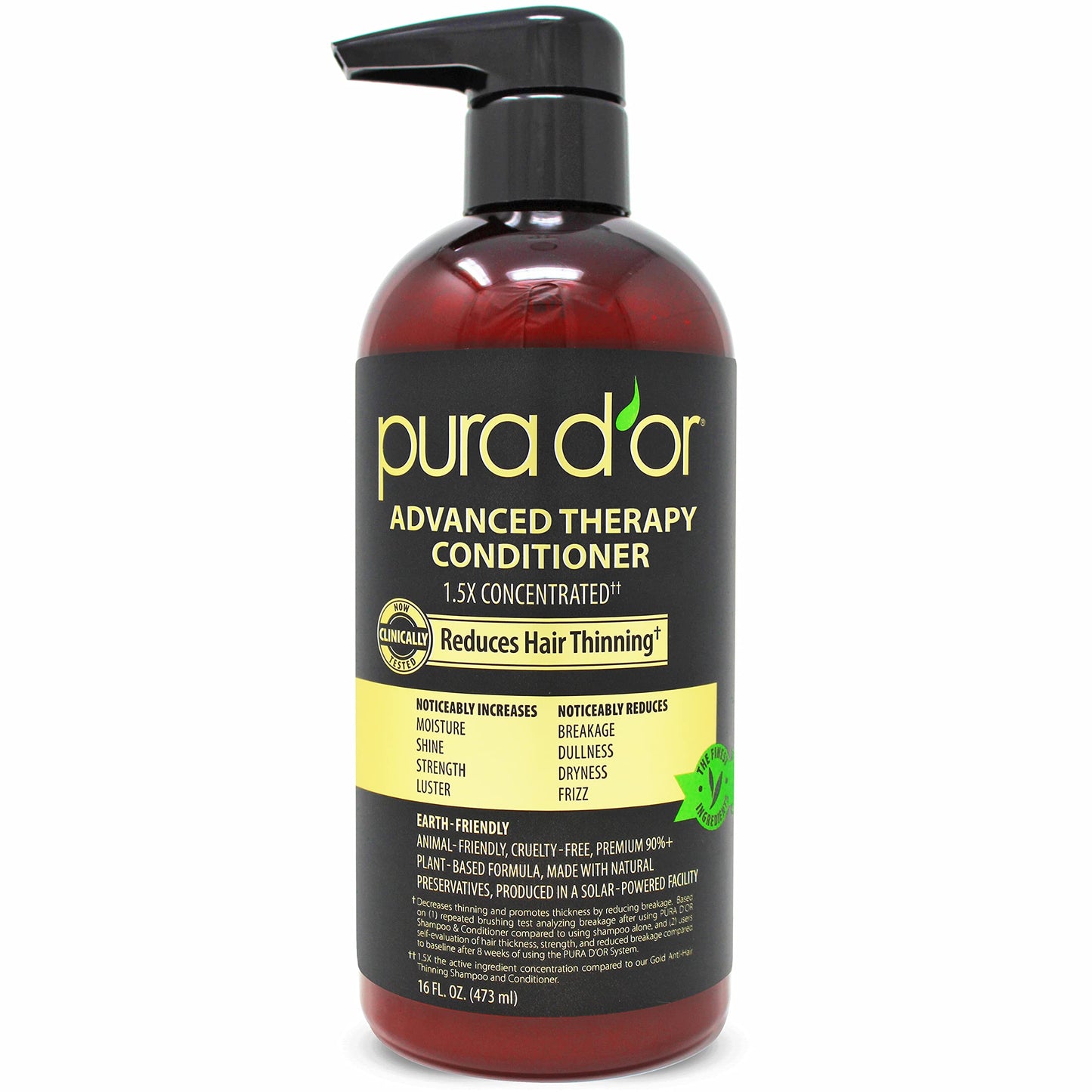 HotPURA D'OR Anti-Thinning Biotin Shampoo & Hair Regrowth Conditioner, CLINICALLY TESTED Effective Results, Thickening Herbal Blend For Women & Men, Original Gold Label Set, Natural Earthy Scent, 16oz x2