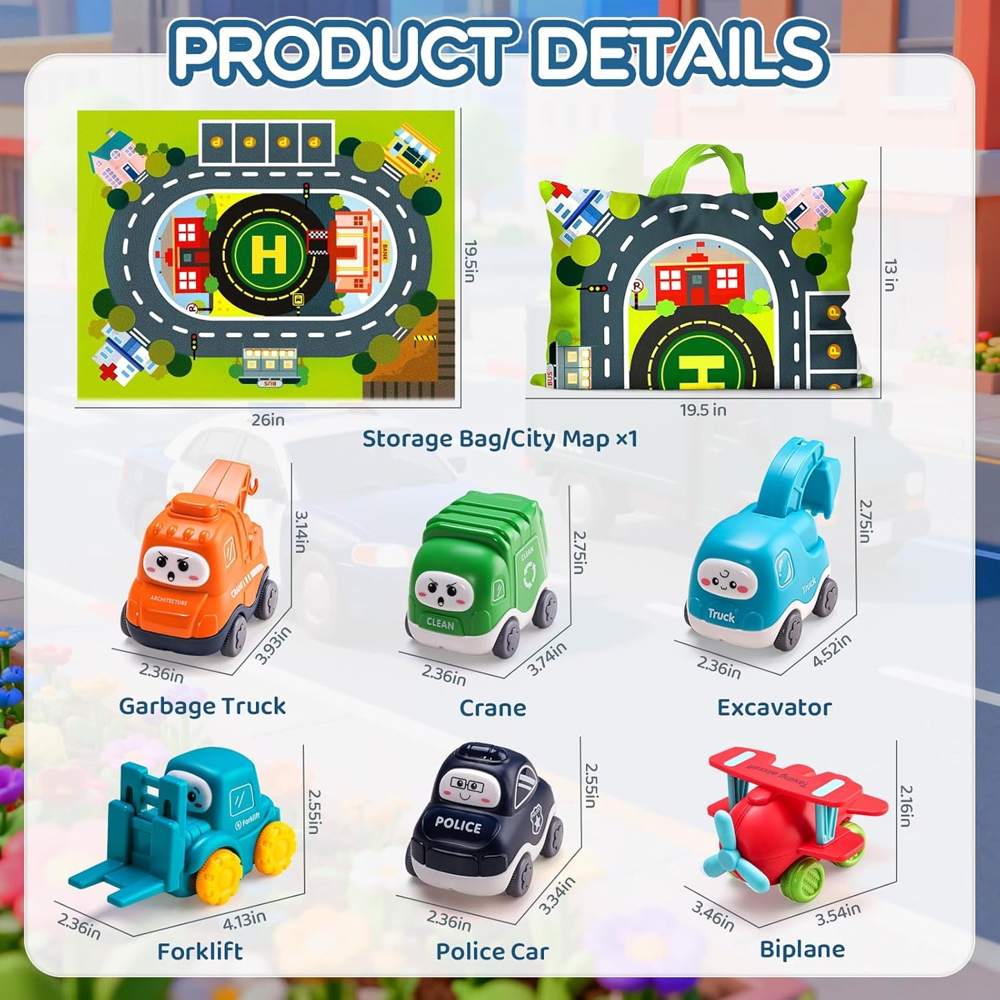 Hot Big Cartoon Truck Car Toys for 1 Year Old Boy with Playmat/Storage Bag|Baby and Toddler Toys 12-18 Months & Age 1-2|1st Birthday Gift for Baby Toys 1 Year Old