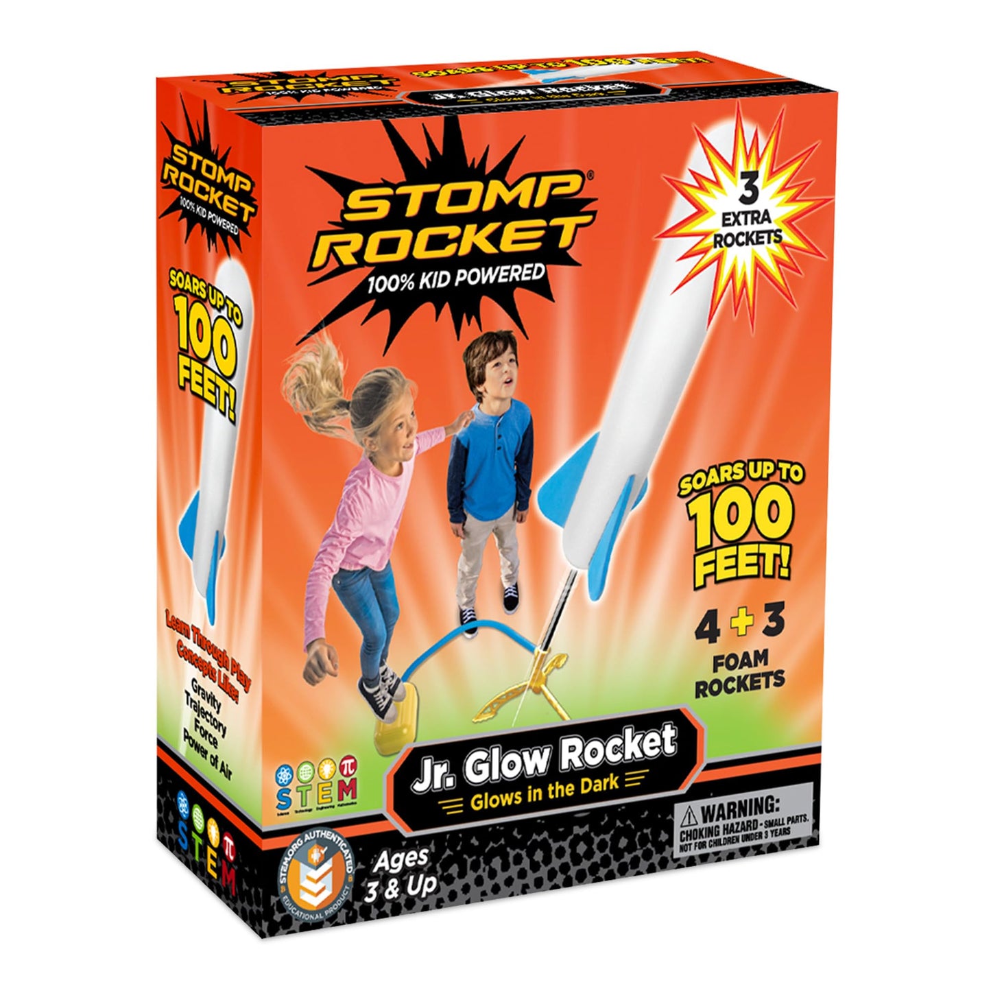 HotStomp Rocket Jr Multi-Color Rocket Launcher for Kids, 8 Rockets - Fun Outdoor Kids Gifts for Boys & Girls - STEM Toy Foam Blaster Set Soars Up to 100 Feet - Ages 3 & Up