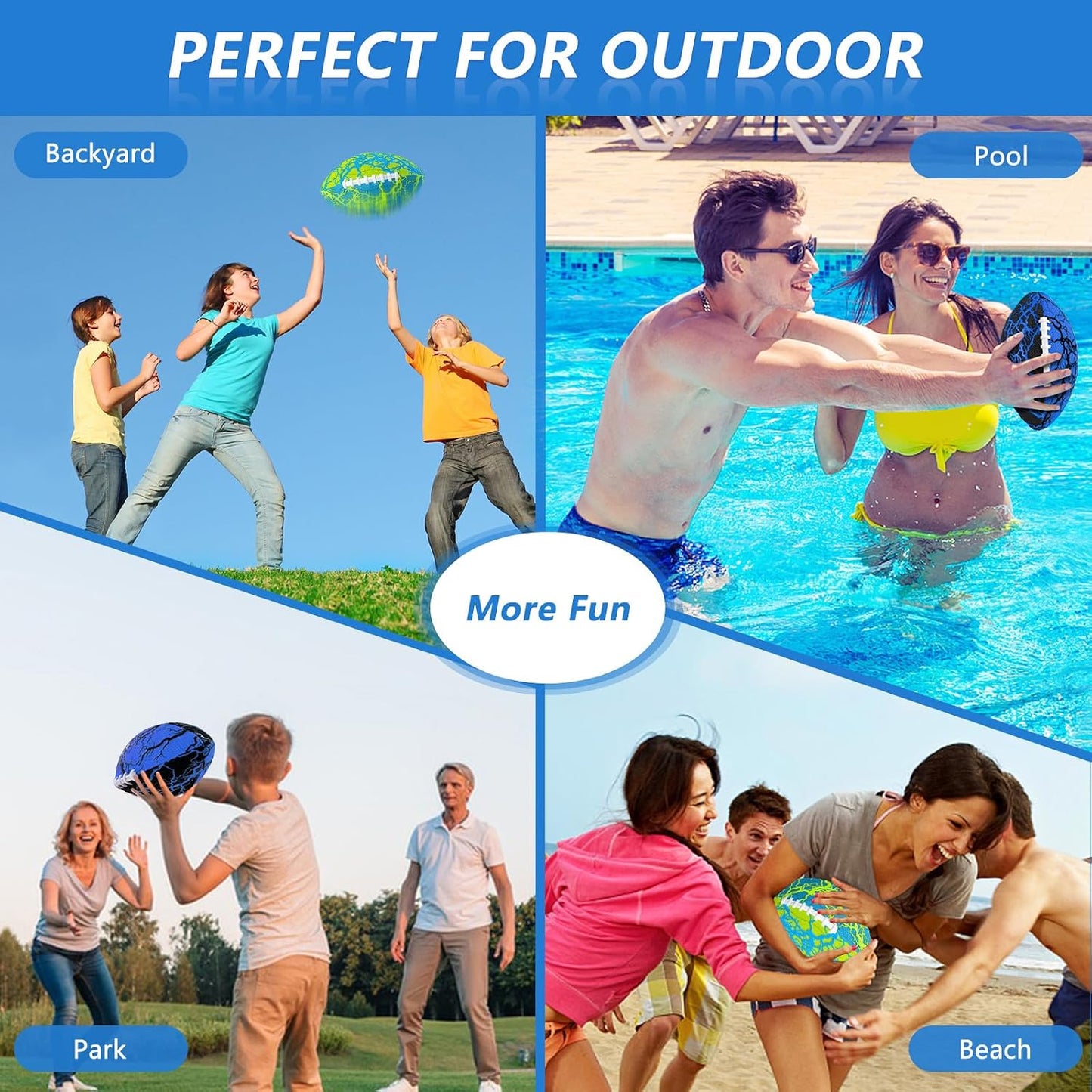 Hot Jasonwell Pool Beach Water Football - 2Pack Strong Grip Waterproof Football for All-Weather Play Pool Toys Beach Games Outdoor Sports Toy Christmas Birthday Gifts for Kids Boys Teens Adults