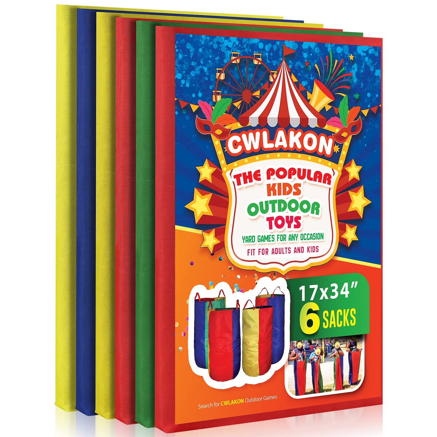 Hot CWLAKON Outdoor Games, Potato Sack Race Bags for Kids Adults, Egg Spoon Relay Race, 3 Legged Race Bands, Birthday Party, Field Day Family Reunion Carnival Outside Yard Lawn Easter Fall Festival Games