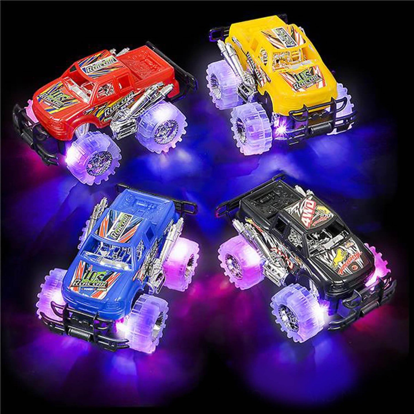 HotLight-Up Monster Truck Toys (2-Pack) – Push-&-Go Cars with Glowing Wheels – Birthday Gift for Toddlers, Boys & Girls Ages 3+ – Durable Friction-Powered Trucks – Batteries Included