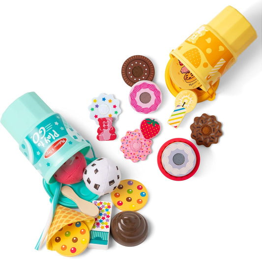 Hot Melissa & Doug Play to Go Cups Food Playset Bundle (2-Pack) - Travel Toys and Pretend Play Food with Fidget Lids for Road Trip Activities for Kids