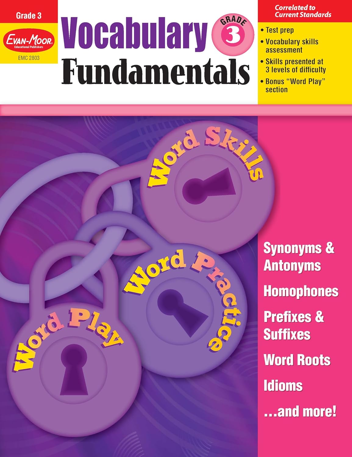 Hot Evan-Moor Vocabulary Fundamentals, Grade 3 Homeschool and Classroom Resource, Reproducible Worksheets, Compound Words, Synonyms, Antonyms, Homophones, Homographs, Prefixes, Root Words, Idioms