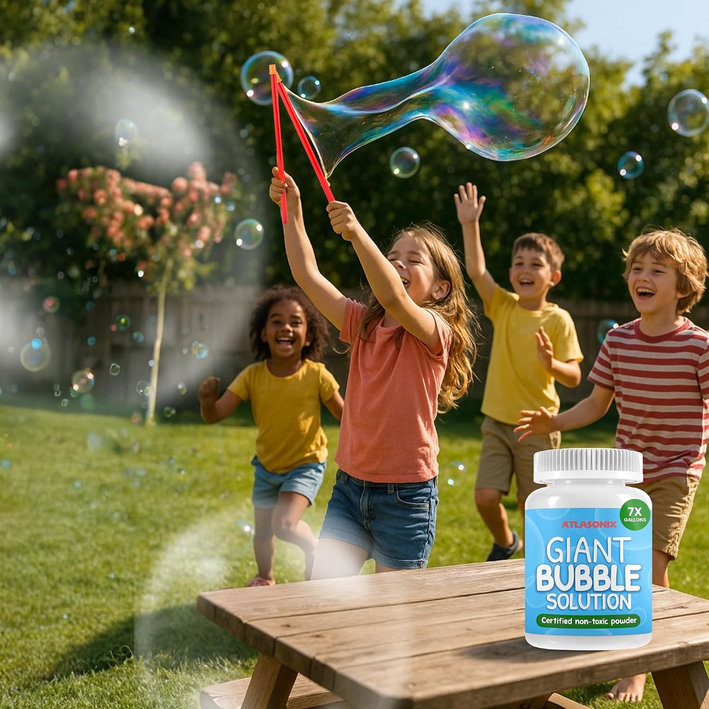 HotGiant Bubble Solution - Bubble Wands, Bubbles for Kids, Kids Bubbles Mix Powder Makes 896 OZ (7 Gallons) - The Original Solution Mix | 100% Kid Safe
