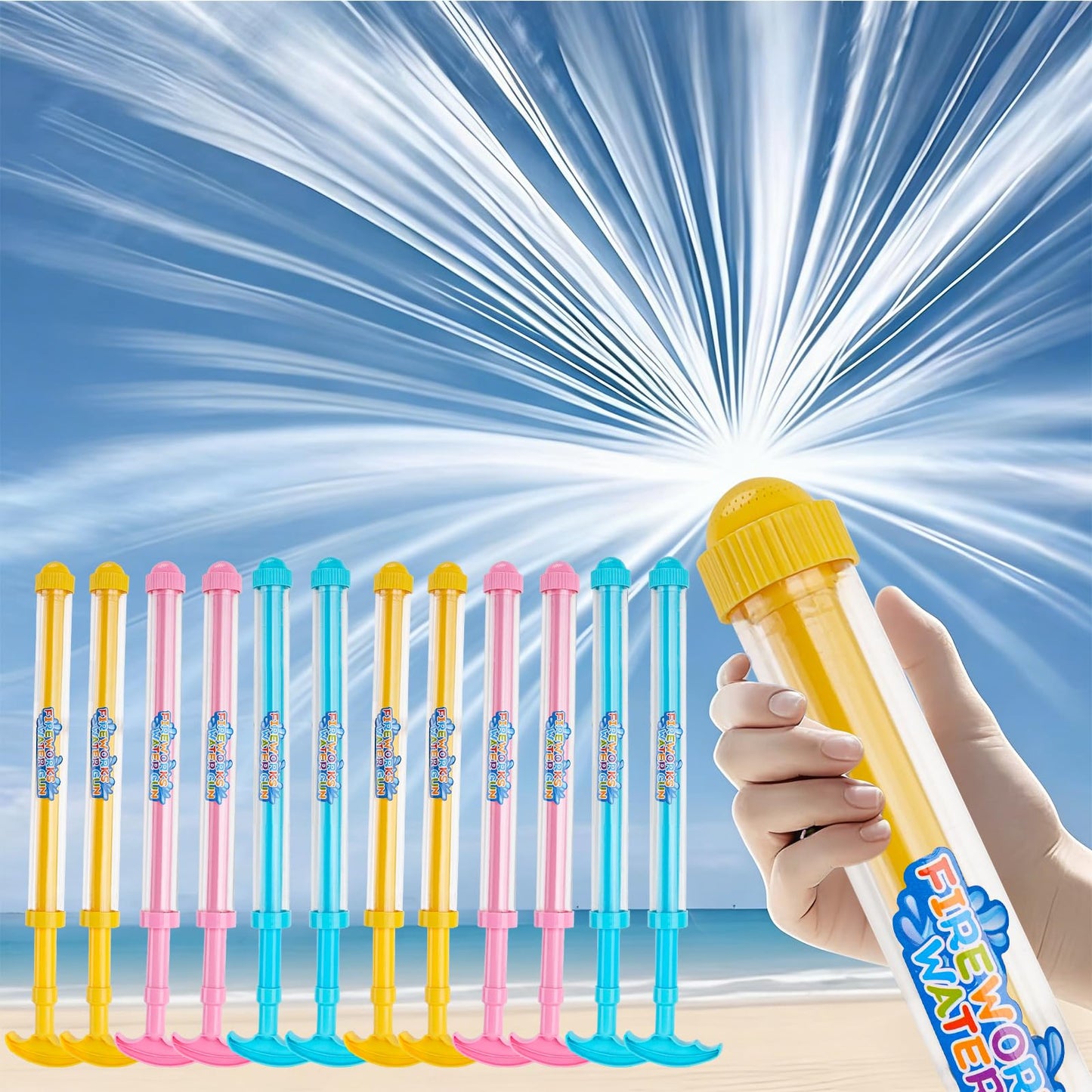 Hot 6Pack Creativity Fireworks Water Gun, Sprays Water Like Fireworks, Squirt Gun for Kids, Bulk Samll Water Blaster Summer Pool, Backyard, Beach, Birthday Party Outdoor Game Toys