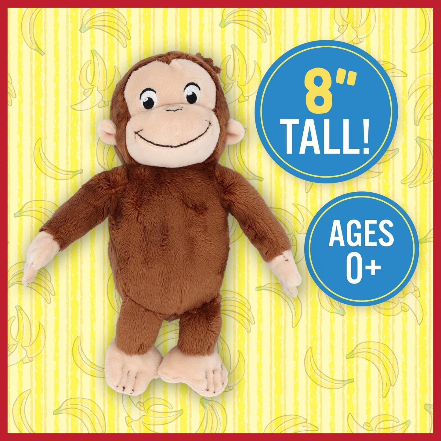 Hot Kids Preferred Curious George Monkey Stuffed Animal Plush Toys Soft Cutest Cuddle Plushie Gifts for Baby and Toddler Boys and Girls - 8 Inches