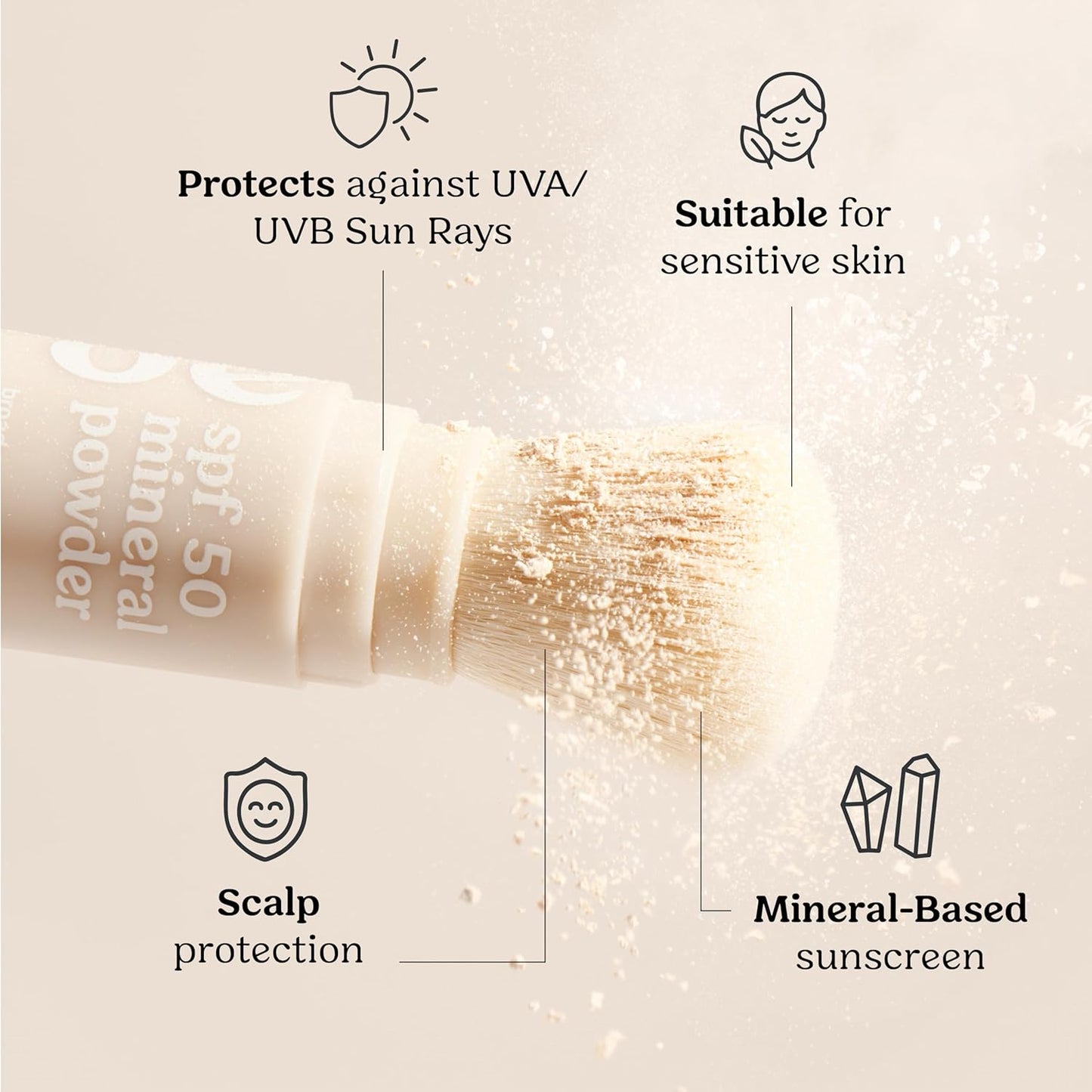 HotRoe Wellness- SPF 50 Powder Sunscreen Mineral-Based, Non-Toxic Brush-on For Kids, Adults & Babies | For Scalp, Face & Body (Reef Safe)