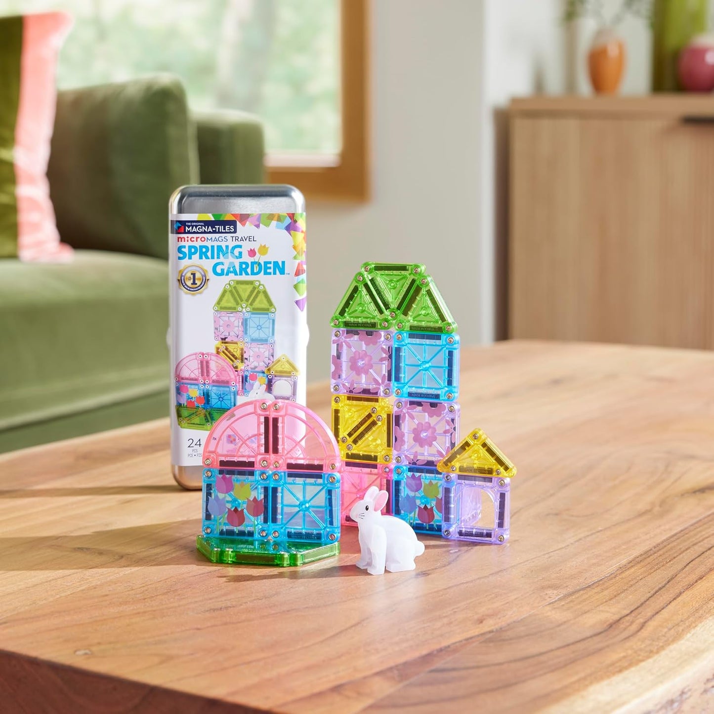 Hot MAGNA-TILES microMAGS 24-Piece Spring Garden Travel Set, The Original Magnetic Building Brand