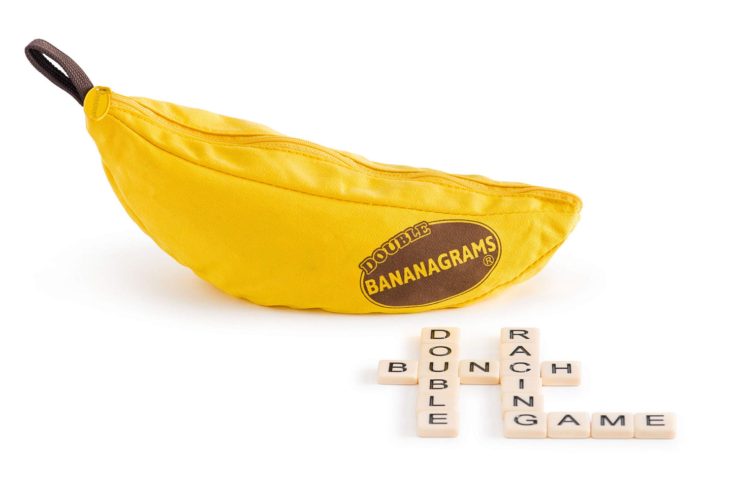HotBananagrams Classic Word Game, 144 Tiles in Banana Pouch, Travel Game | Fast-paced spelling & anagram game for 1-8 players; portable pouch, educational wordplay for kids and adults ages 7+