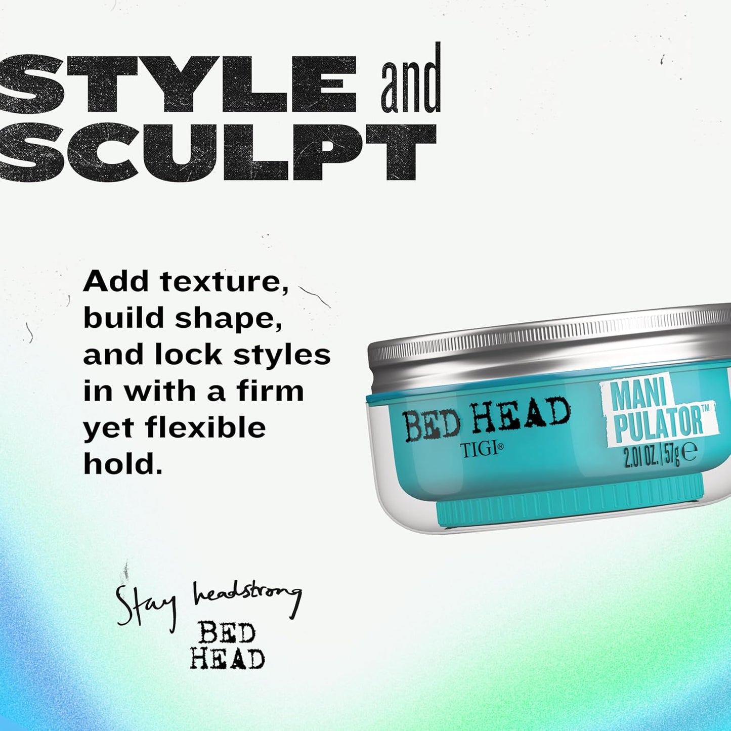 HotTIGI Bed Head Manipulator Texturizing Putty, Firm Hold Styling Putty for Short to Medium Hair, 2.01 oz