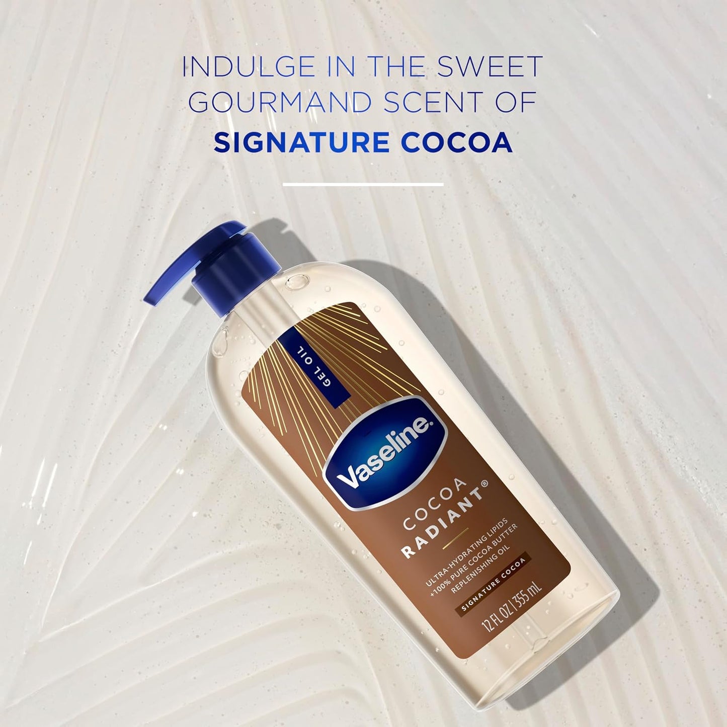 HotVaseline Intensive Care Cocoa Radiant Body Gel Oil with 100% Pure Cocoa Butter, 12 oz
